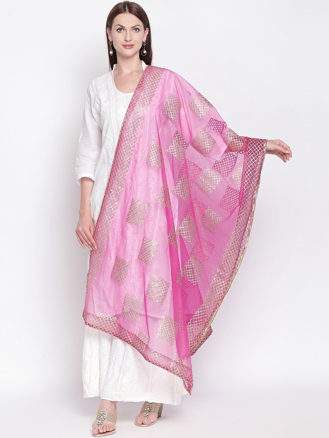

Dupatta Bazaar Pink Embroidered Dupatta