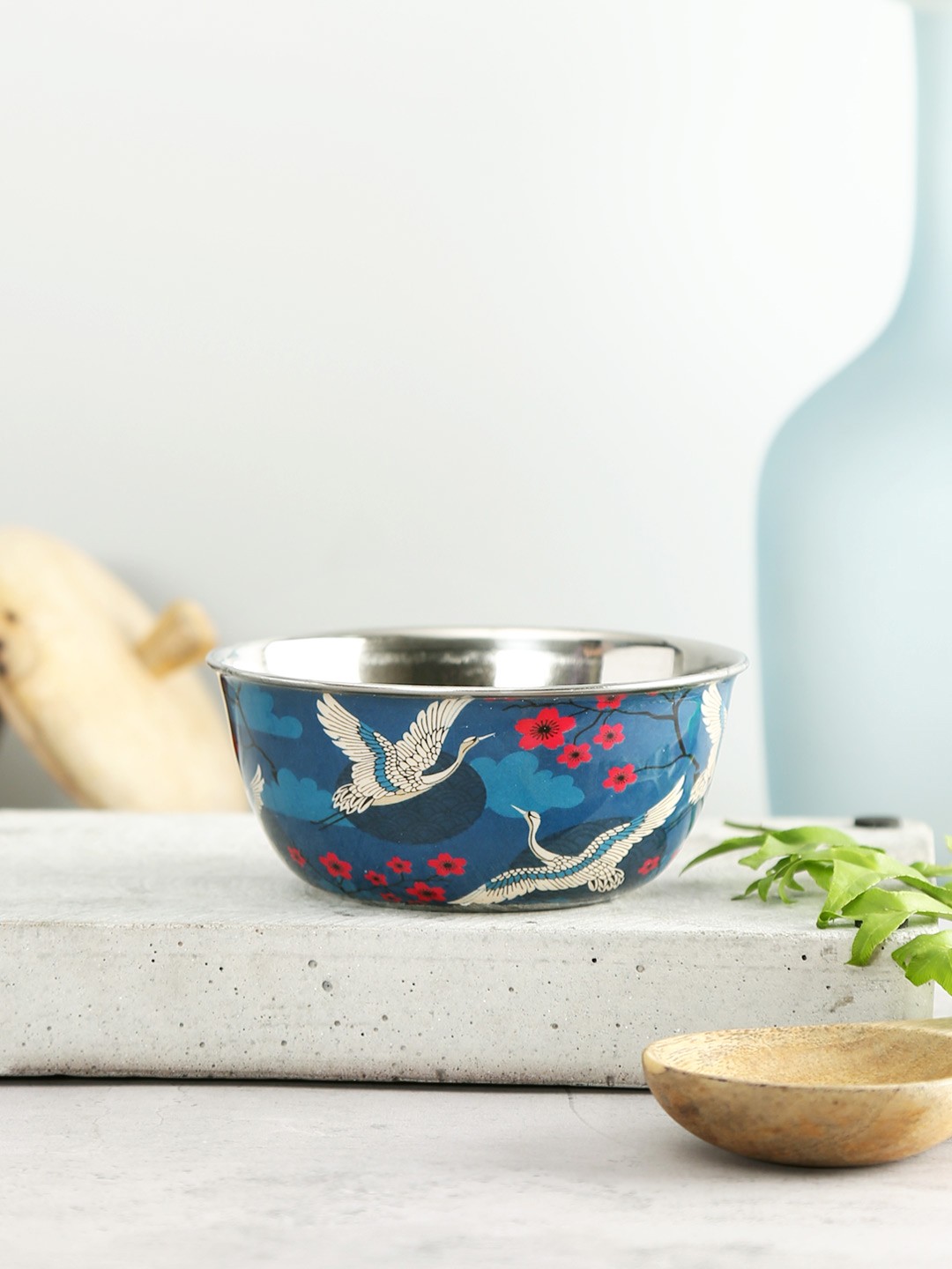 

India Circus by Krsnaa Mehta Teal Blue Stainless Steel Enamelled Bowl