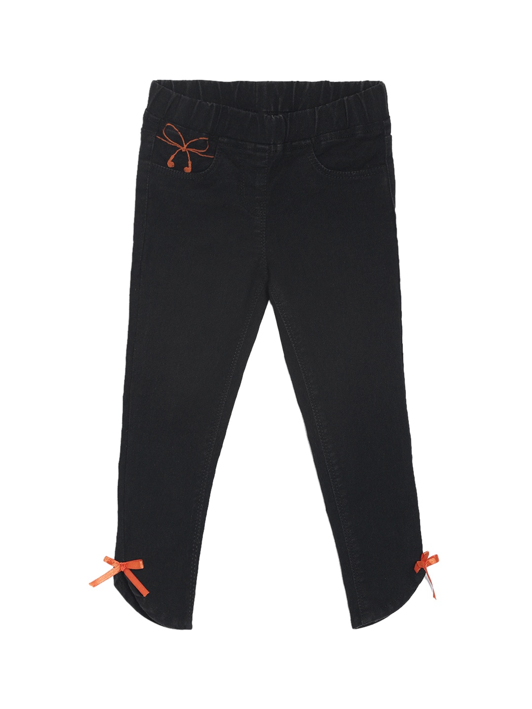 

TALES & STORIES Girls Black Solid Cotton Slim-Fit Jeggings