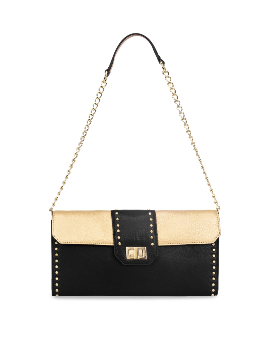 

Eske Black & Gold-Toned Colourblocked Shoulder Bag