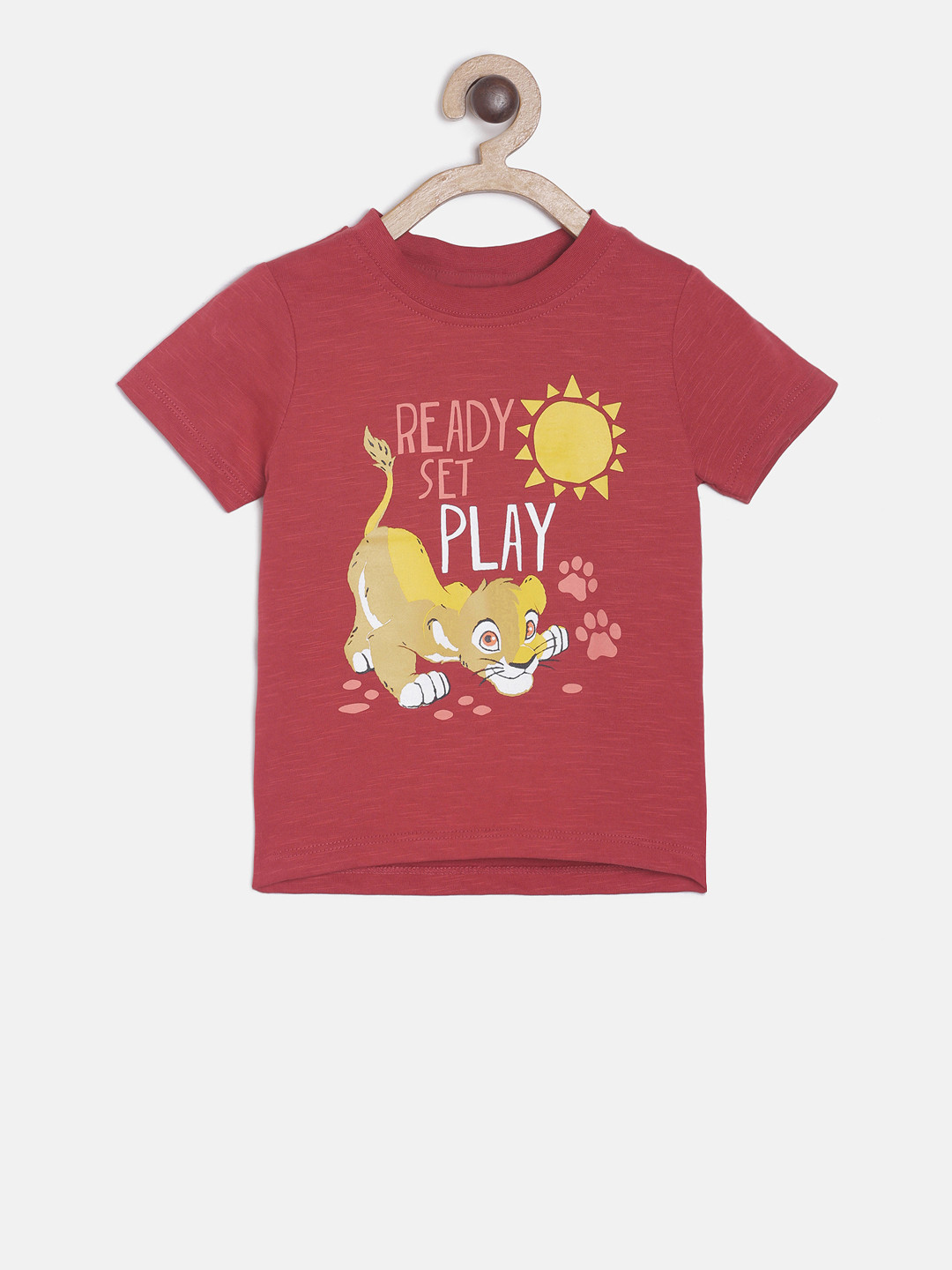 

MINI KLUB Boys Red Disney Printed Round Neck Pure Cotton T-shirt