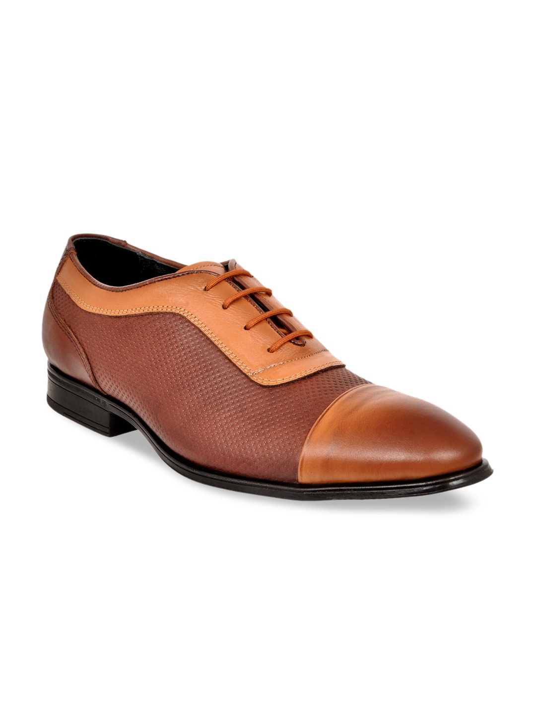 

Allen Cooper Men Brown Textured Leather Formal Oxfords
