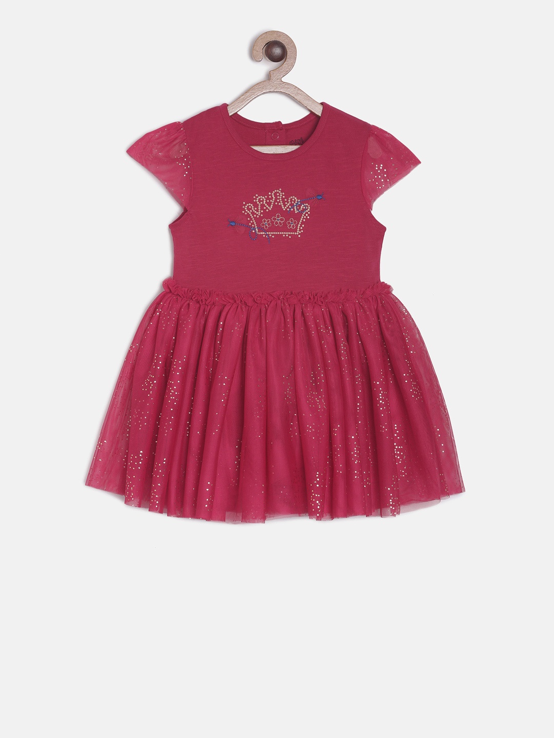 

MINI KLUB Girls Embellished Red Fit and Flare Dress