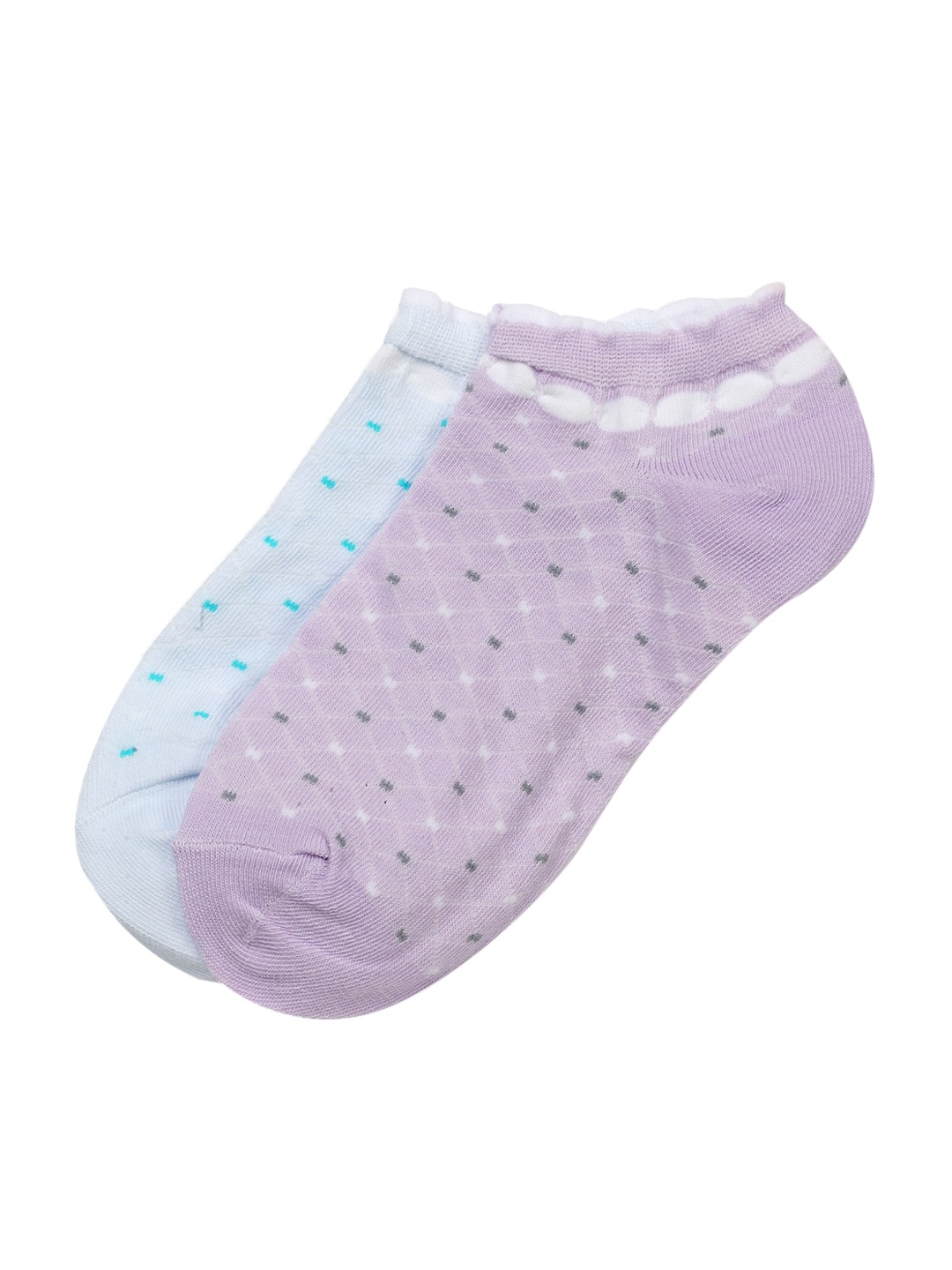 

J Style Women Pack of 2 Ankle Length Patterned Socks, Purple