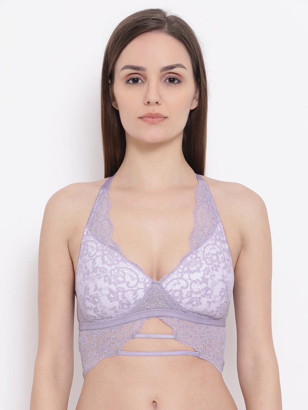 

Clovia Lavender Solid Non-Wired Lightly Padded Bralette Bra