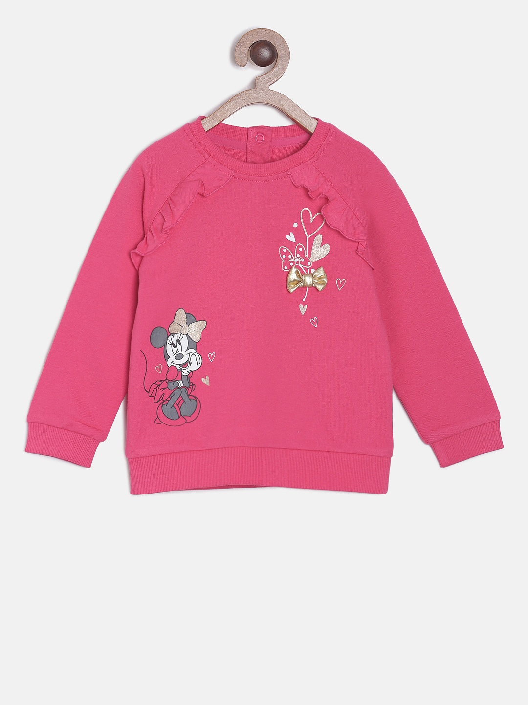 

MINI KLUB Girls Pink Minnie Mouse Printed Pure Cotton Top
