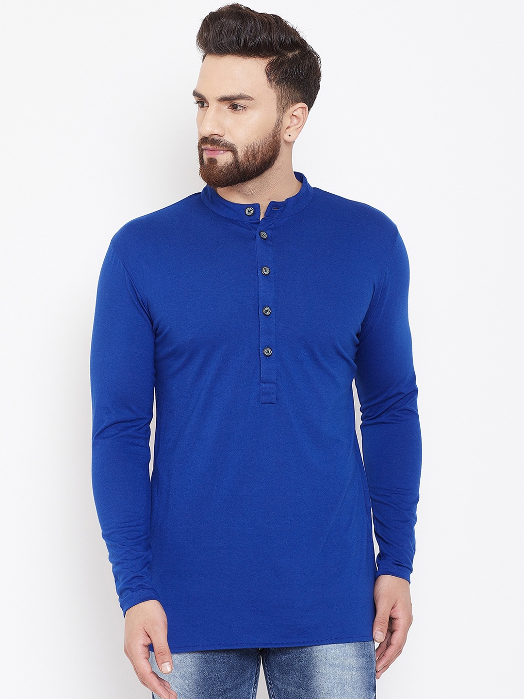 

CHILL WINSTON Men Blue Solid Straight Kurta