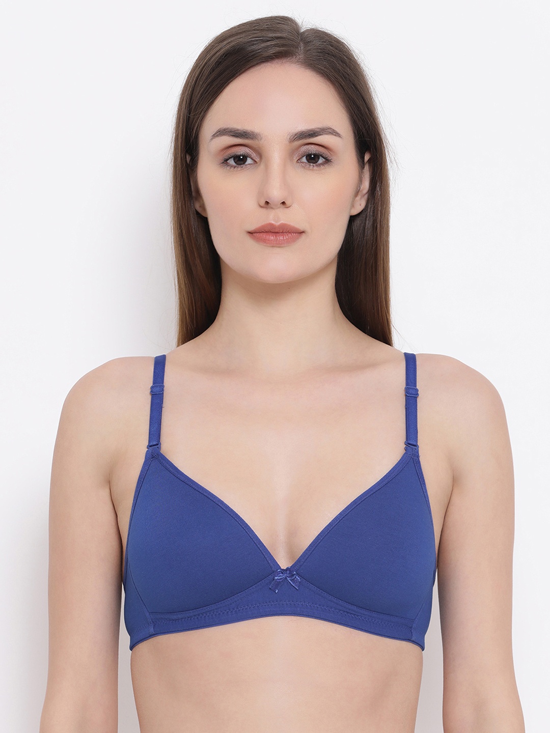 

Clovia Blue Solid Non-Wired Cotton Lightly Padded Multiway T-shirt Bra BR1632P08
