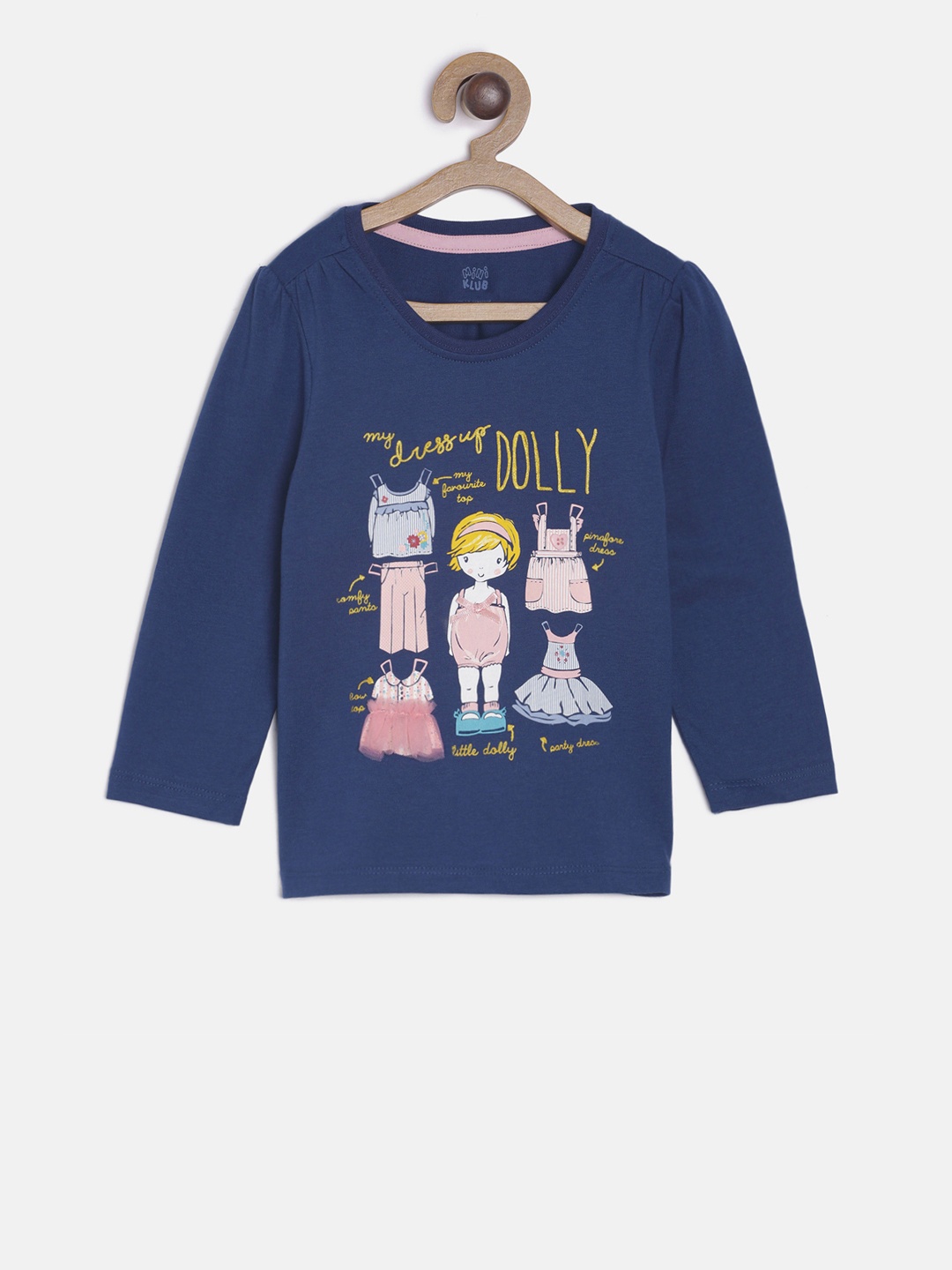 

MINI KLUB Girls Navy Blue Printed Top