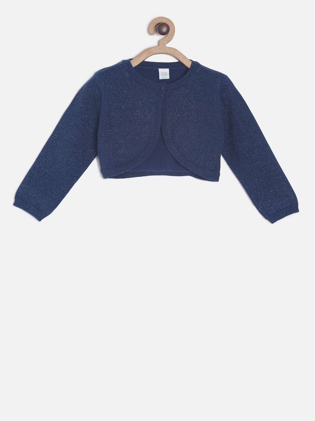 

MINI KLUB Girls Navy Blue Solid Open Front Shrug