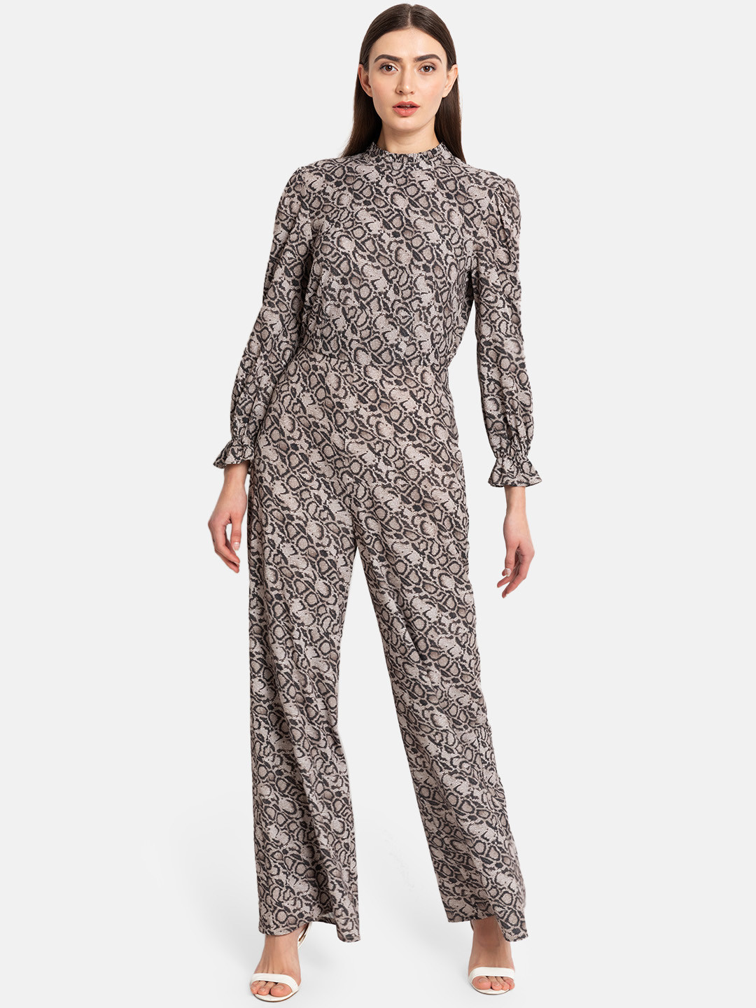 

Kazo Women Brown Printed Basic Jumpsuit