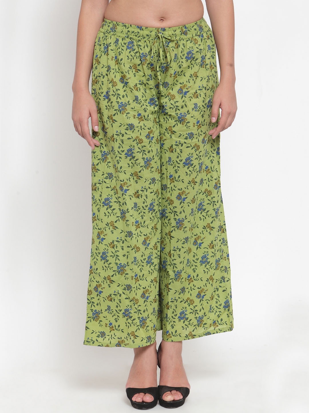 

Indibelle Women Green Printed Straight Palazzos