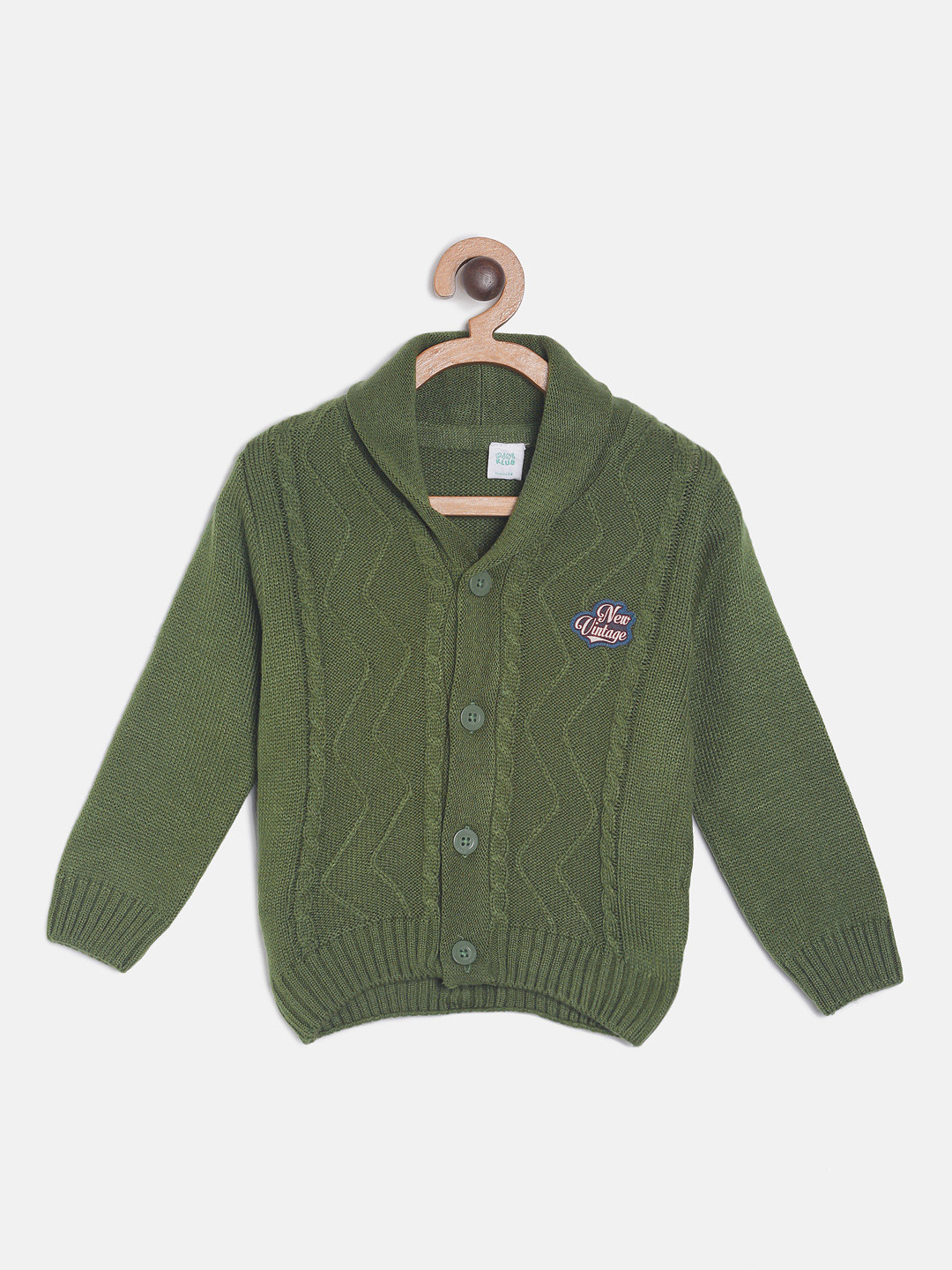 

MINI KLUB Boys Green Self Design Sweater