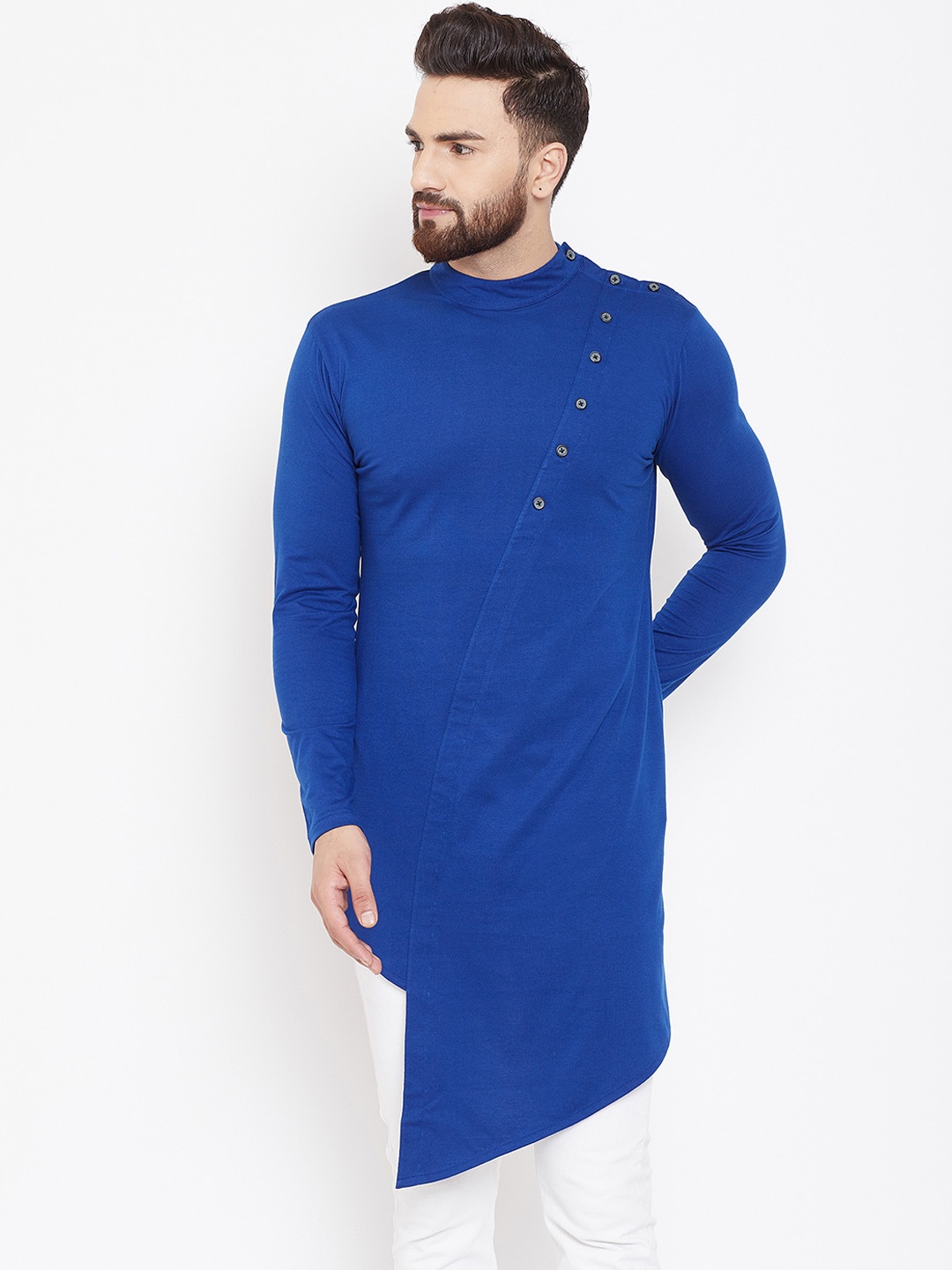 

CHILL WINSTON Men Blue Solid Straight Kurta