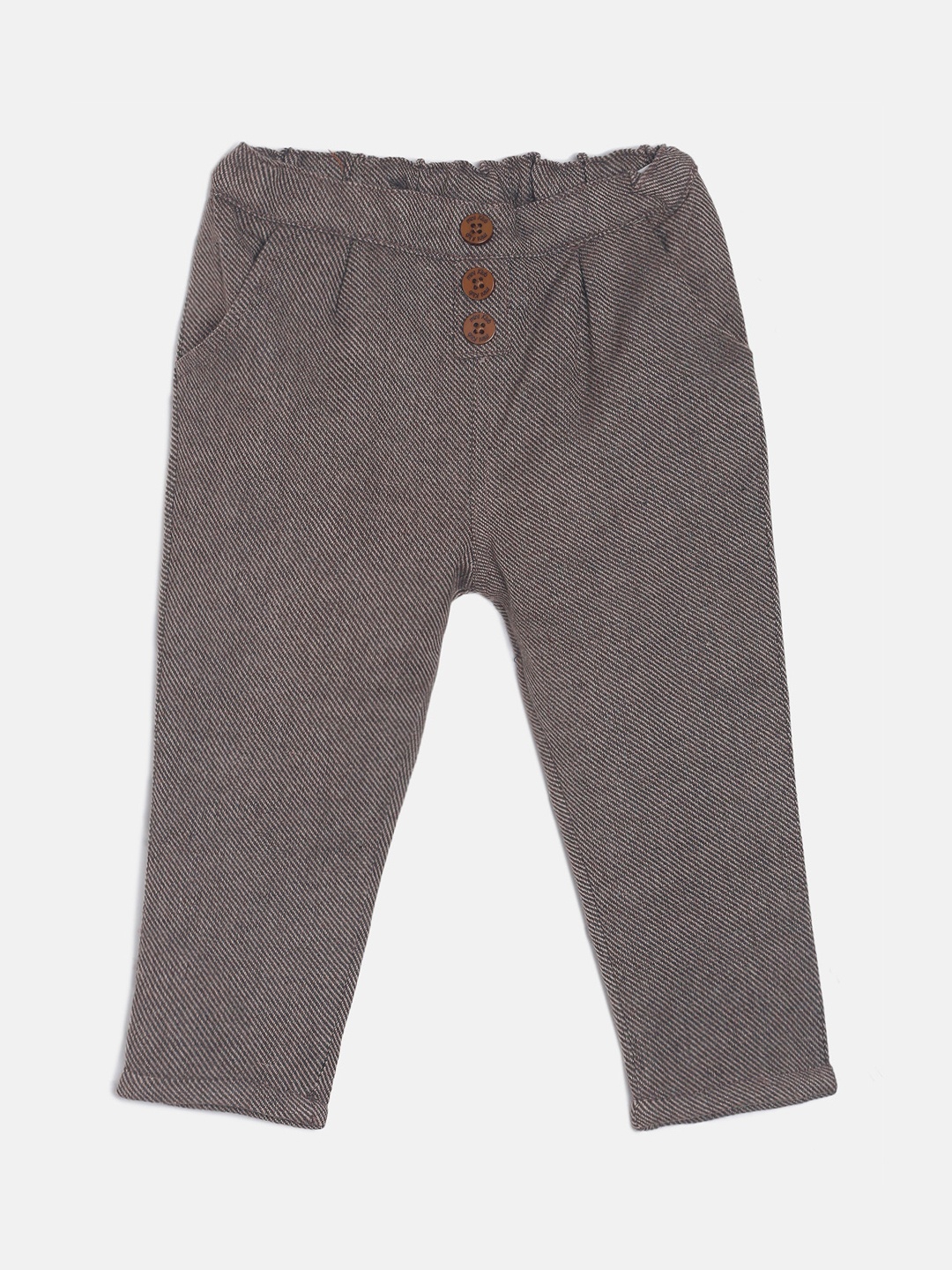 

MINI KLUB Girls Brown Regular Fit Solid Regular Trousers