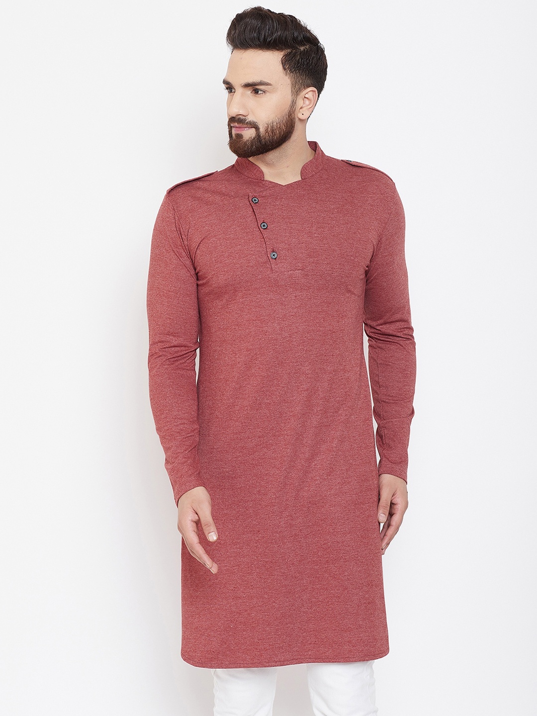 

CHILL WINSTON Men Maroon Solid Straight Kurta