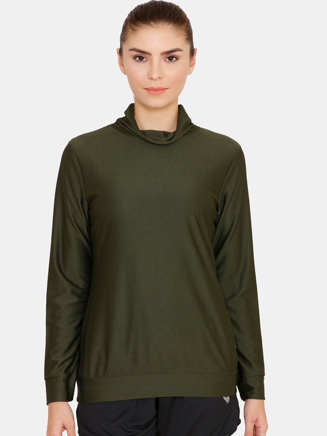 

Zelocity by Zivame Women Olive Green Solid Sporty Jacket