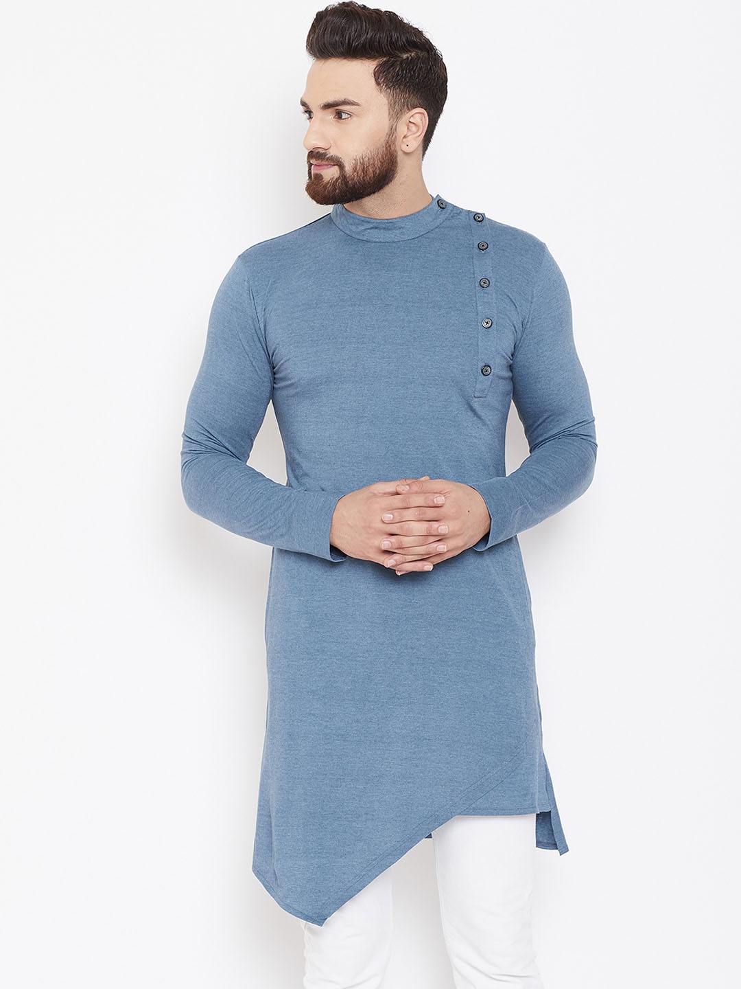 CHILL WINSTON Men Blue Solid Straight Kurta