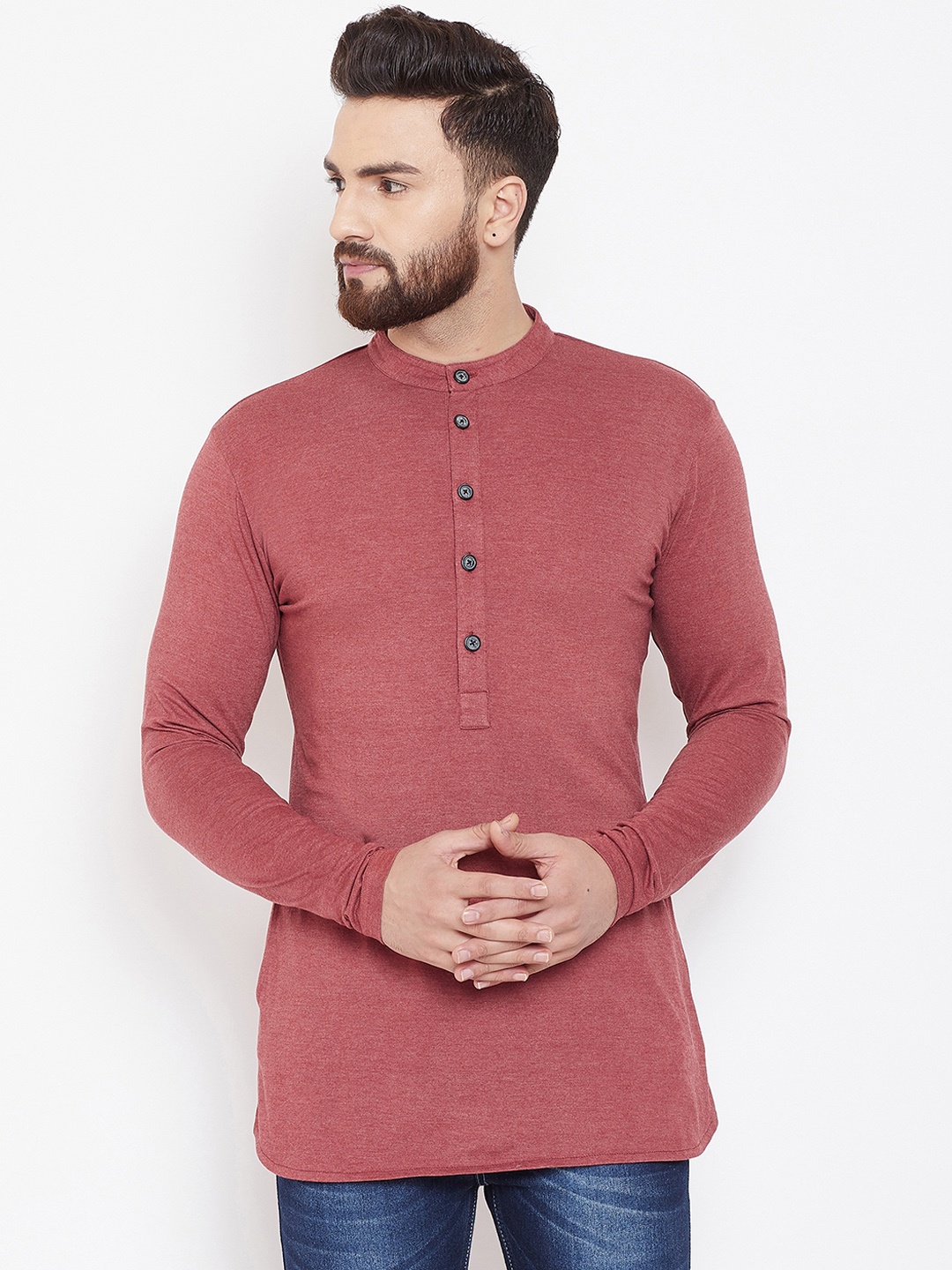 

CHILL WINSTON Men Maroon Solid Straight Kurta