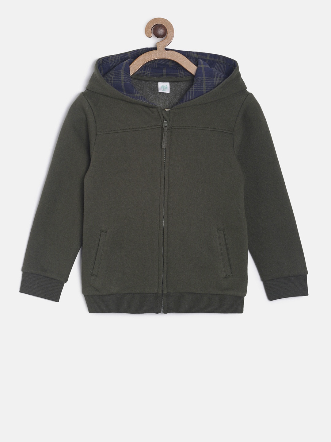 

MINI KLUB Boys Green Solid Hooded Sweatshirt