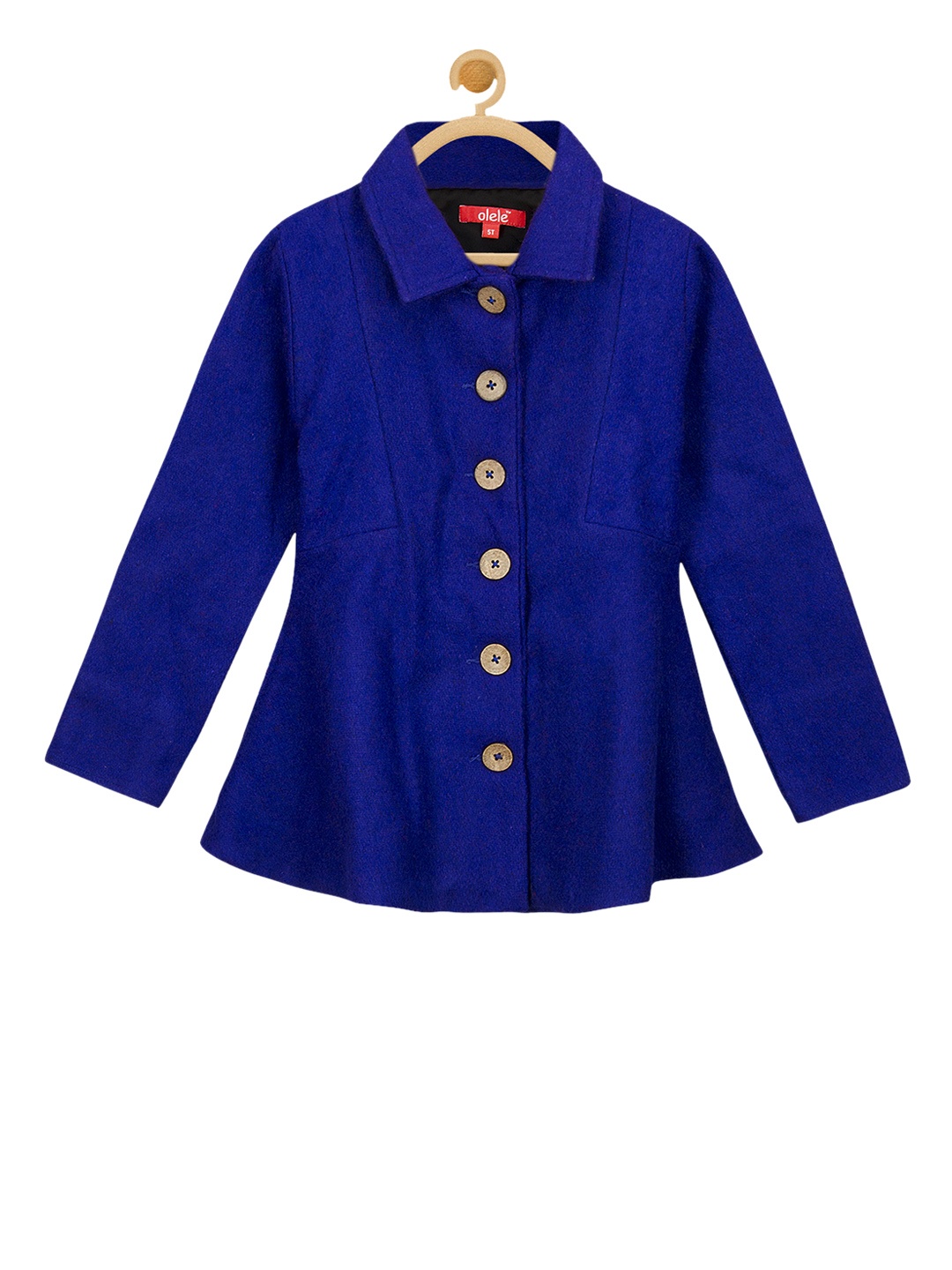 

Olele Girls Blue Solid Tailored Woolen Jacket