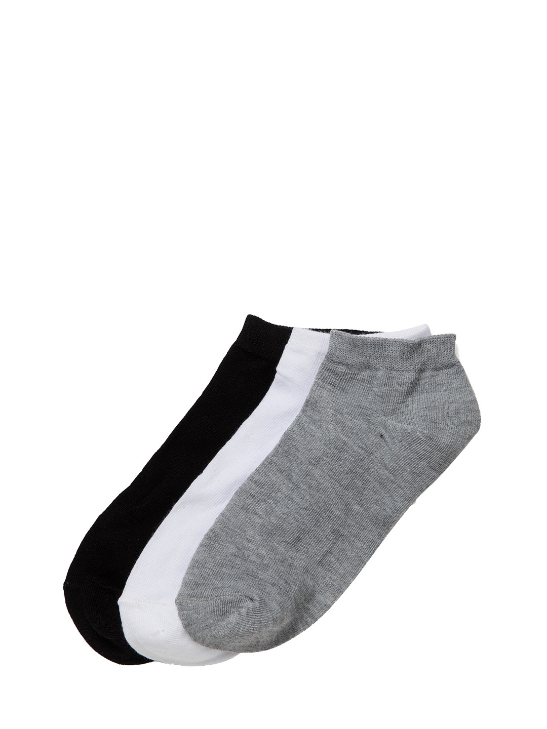 J Style Women Pack of 3 Solid Ankle-Length Socks, Black