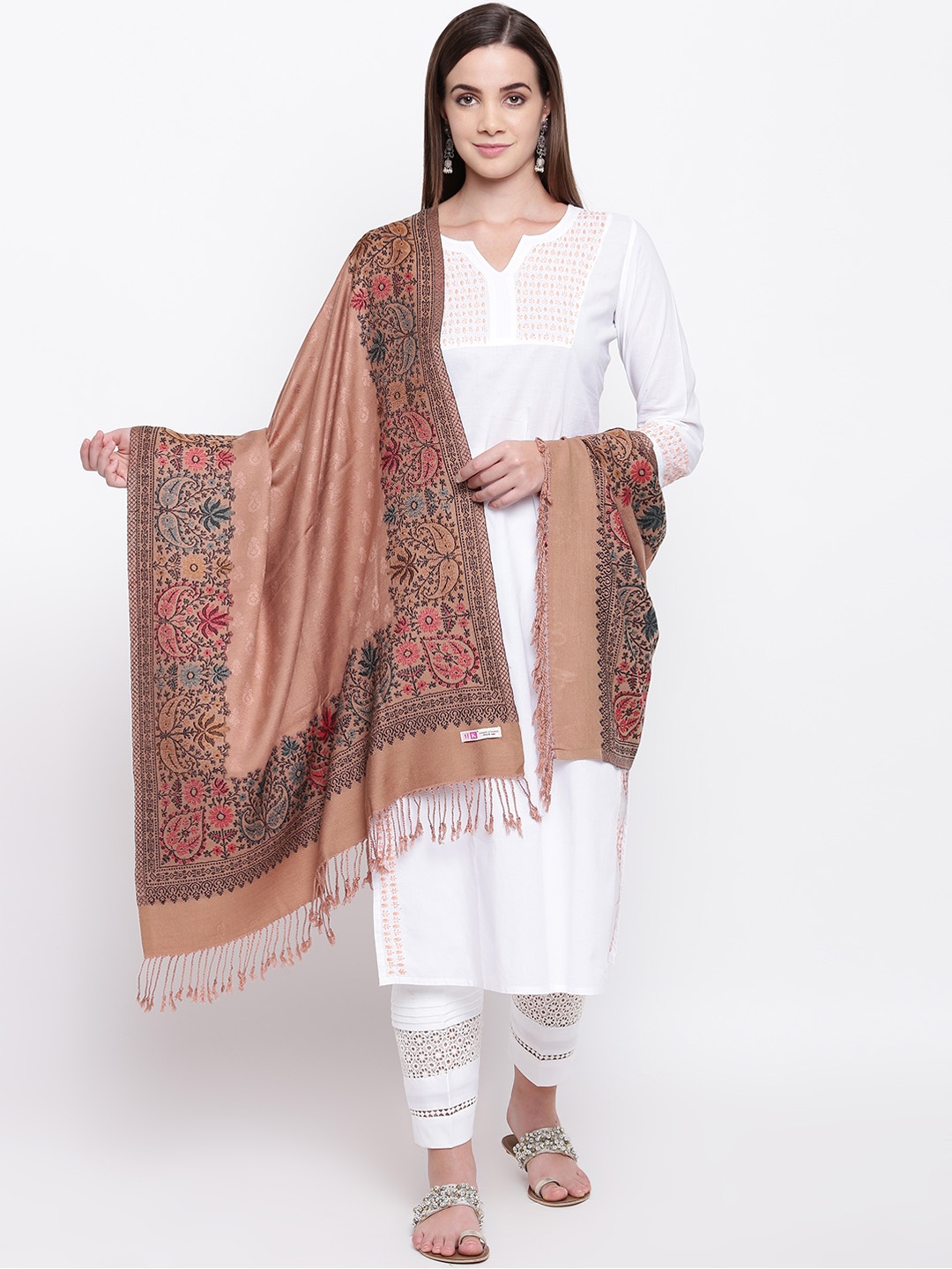 

HK colours of fashion Women Brown Woven Design Stole