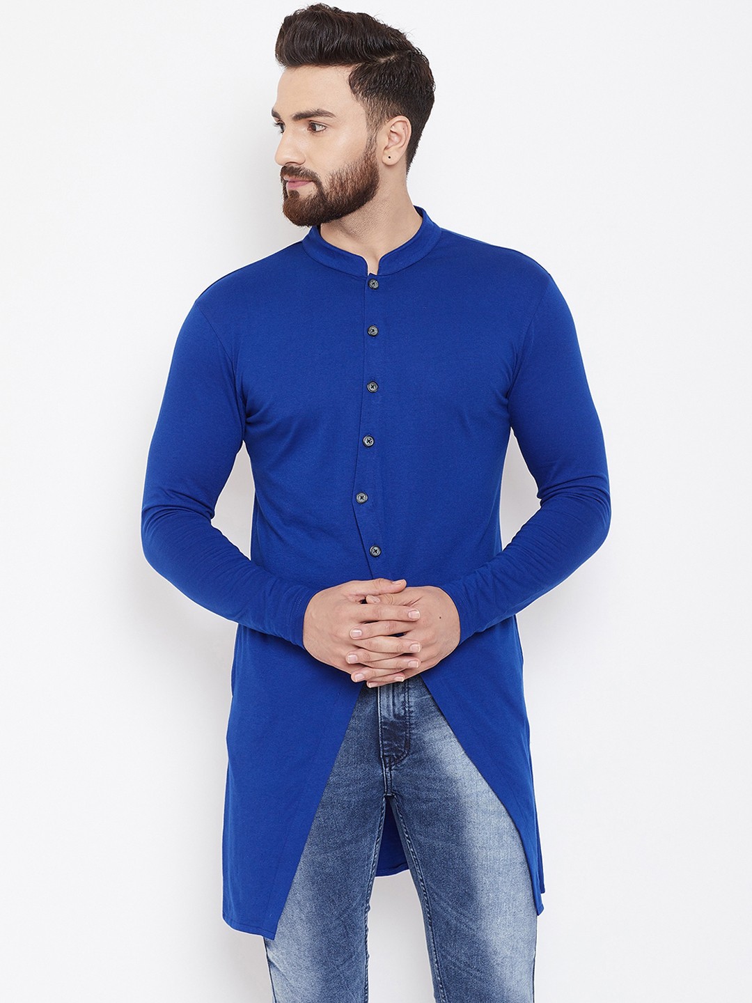 

CHILL WINSTON Men Blue Solid Straight Kurta