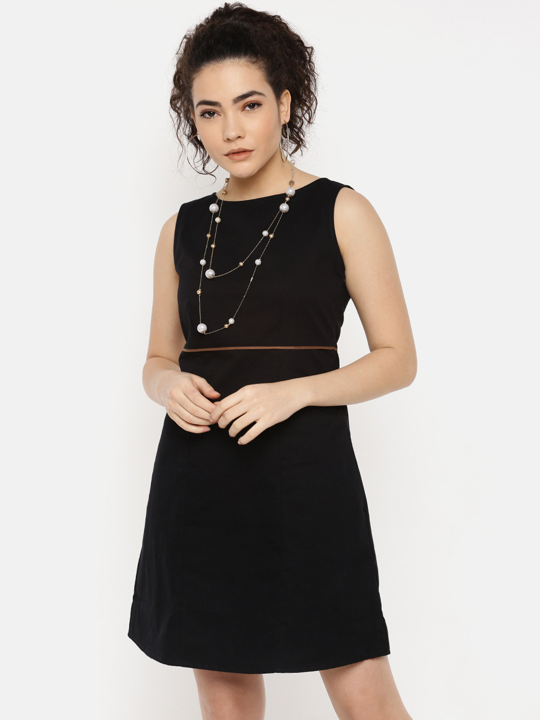 

IDK Women Solid Black A-Line Dress