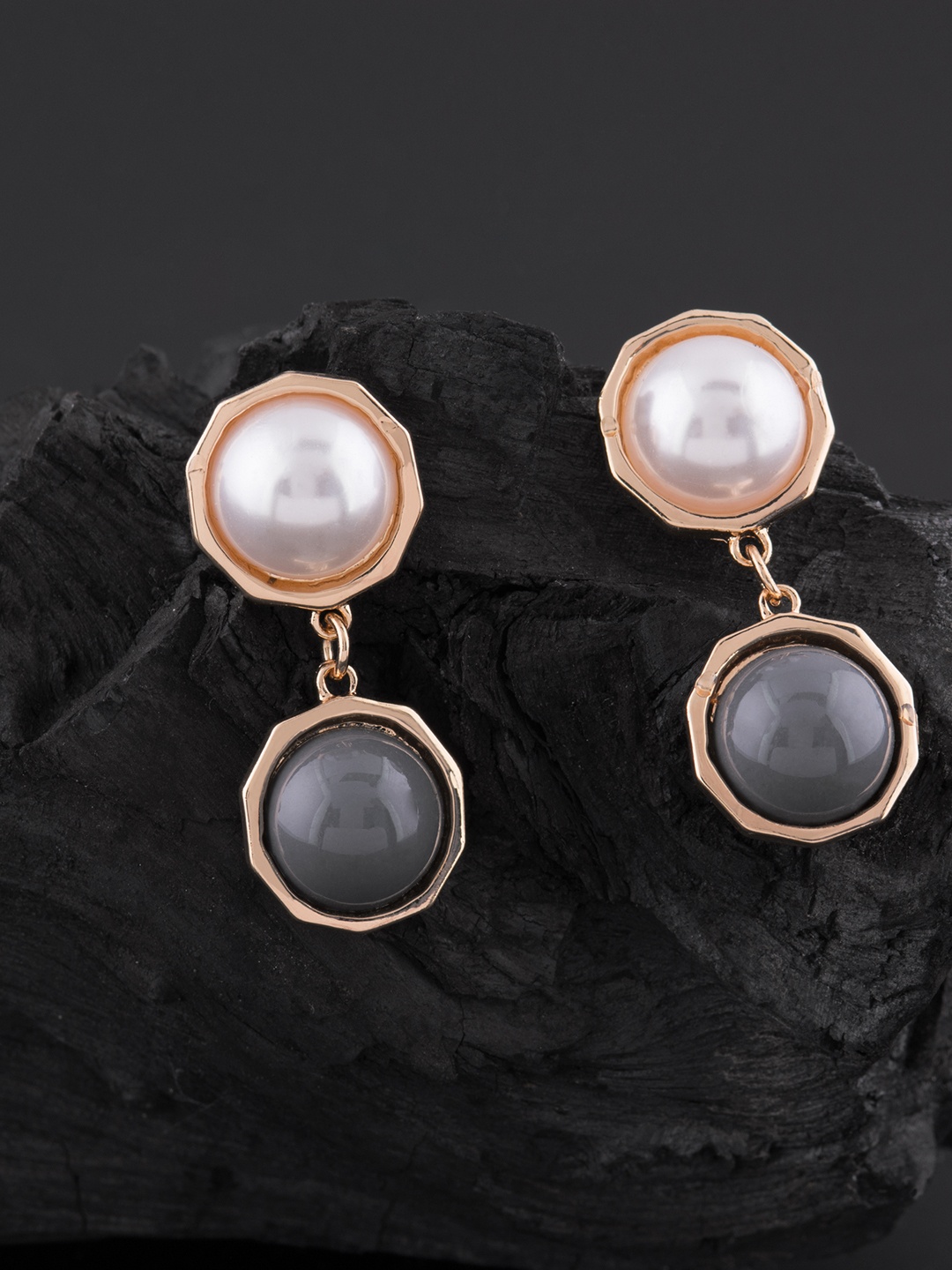 

E2O Gold-Plated & White Geometric Drop Earrings