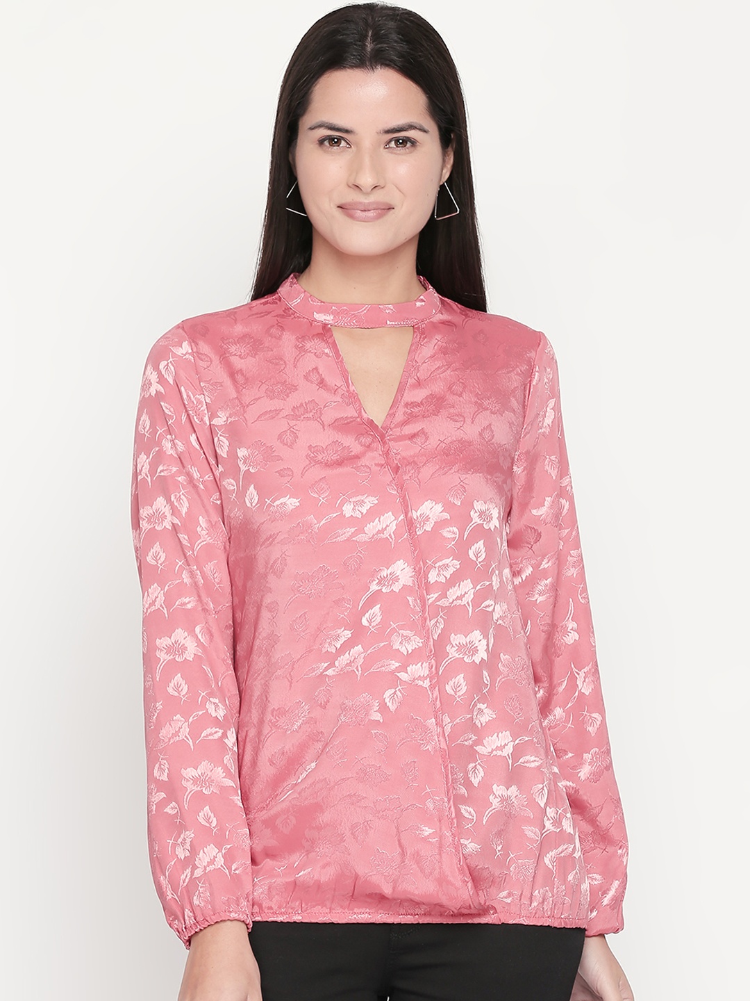 

Forever Glam by Pantaloons Women Pink Printed Blouson Top