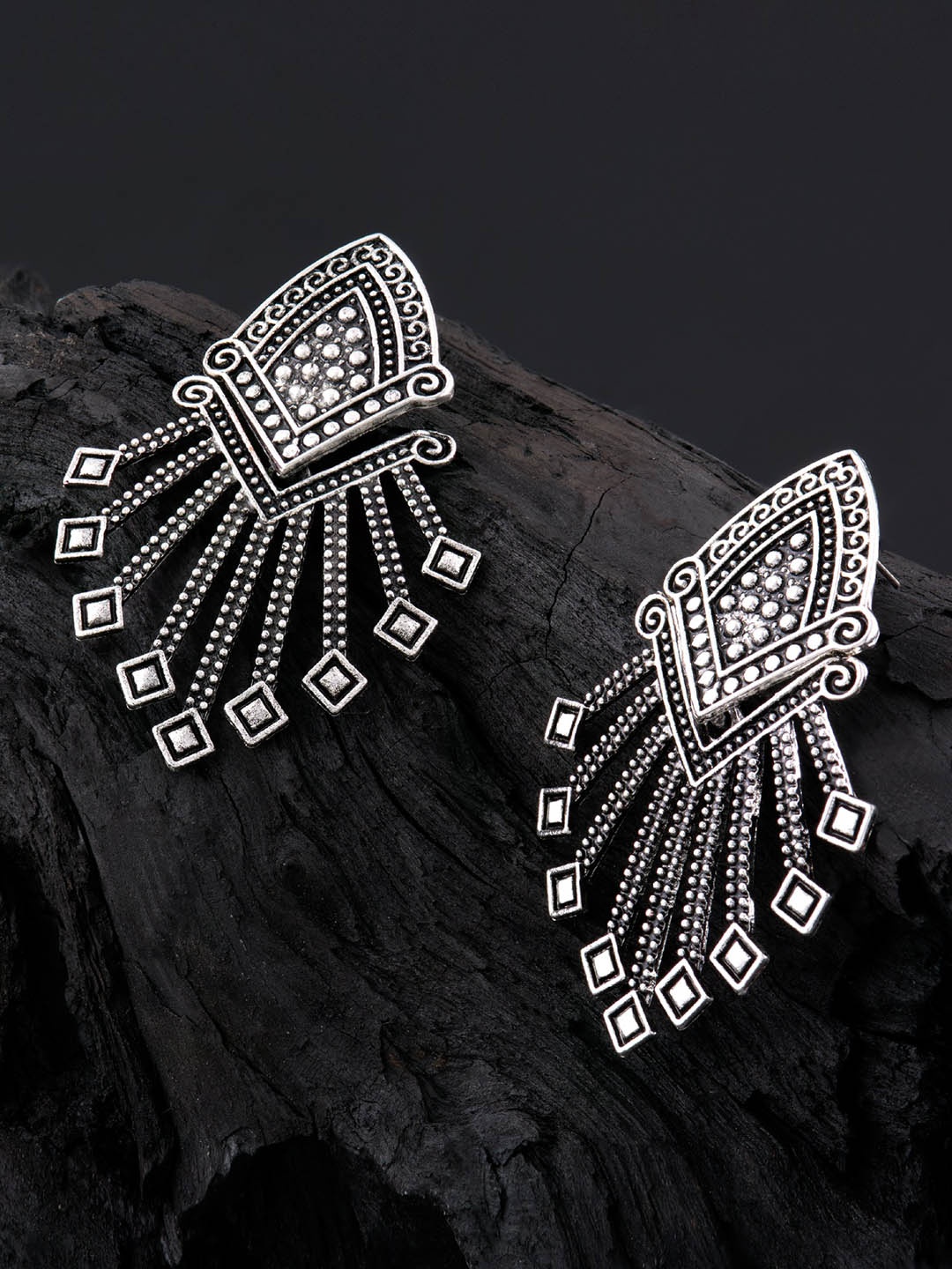 

E2O Silver-Plated Contemporary Drop Earrings