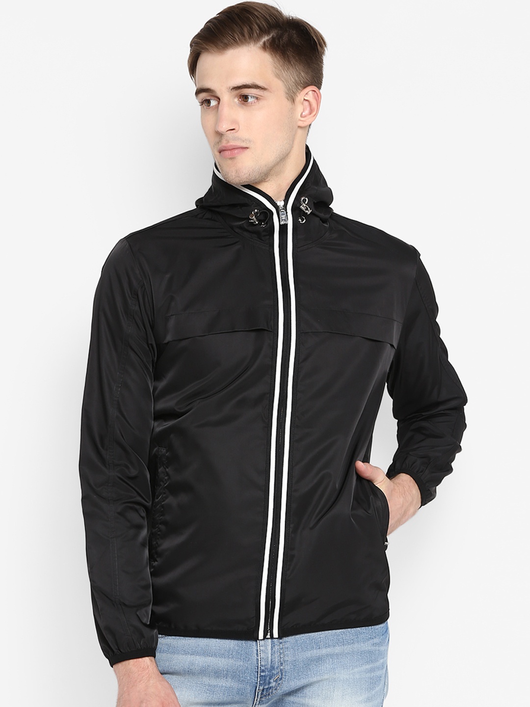 

Red Tape Men Black Solid Jacket