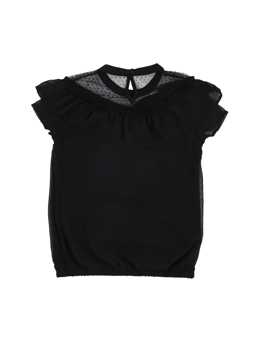 

Pantaloons Junior Girls Black Self Design Blouson Top