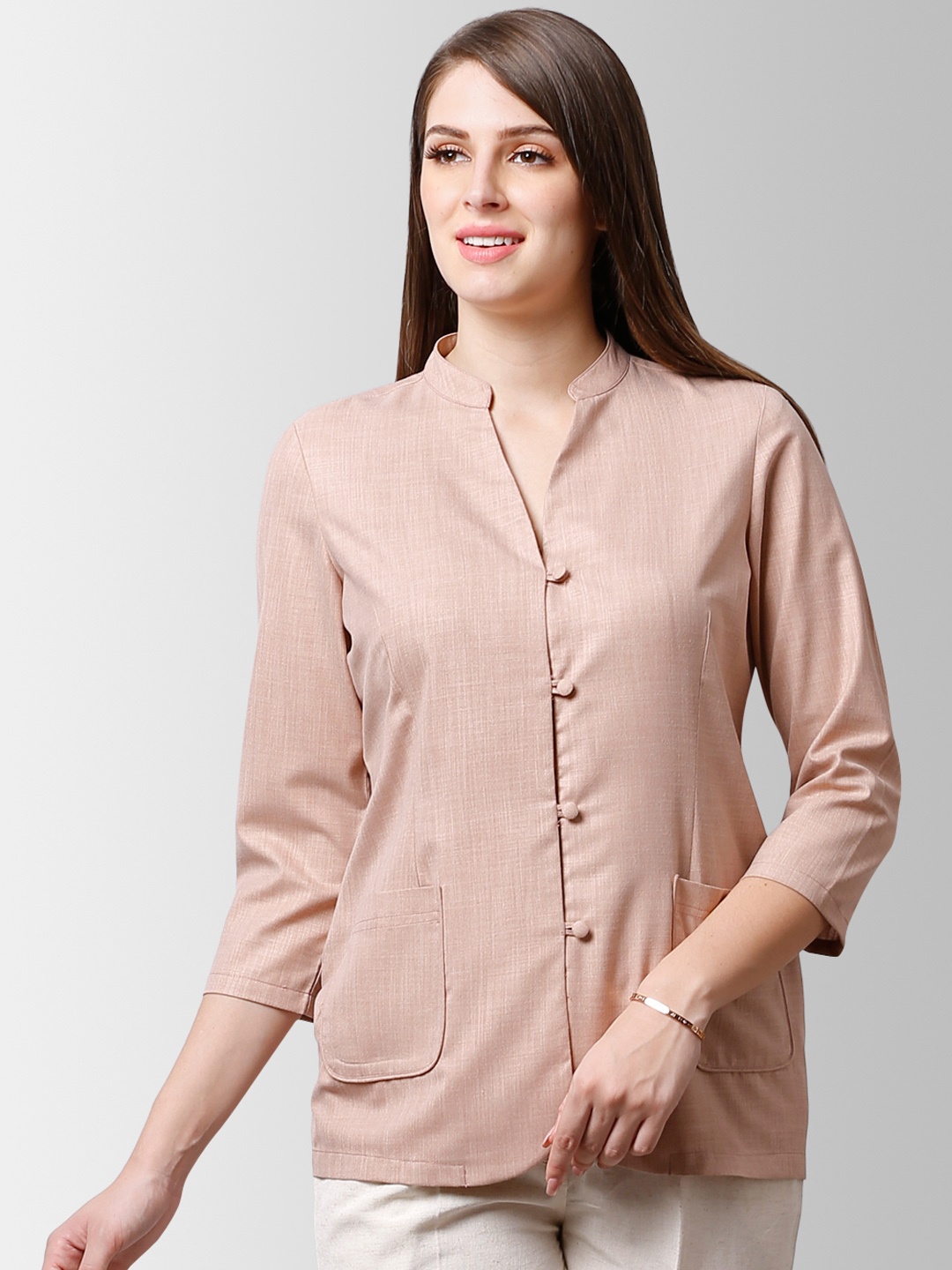 

FableStreet Women Pink Solid Shirt Style Top