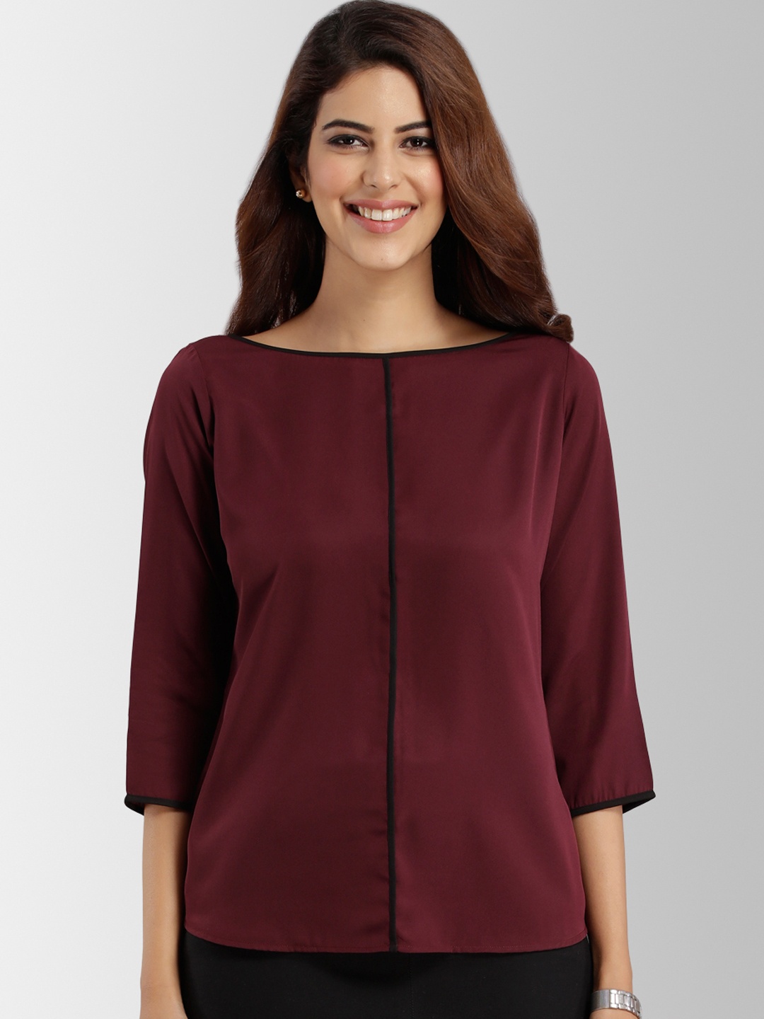 

FableStreet Women Maroon Solid Peplum Top