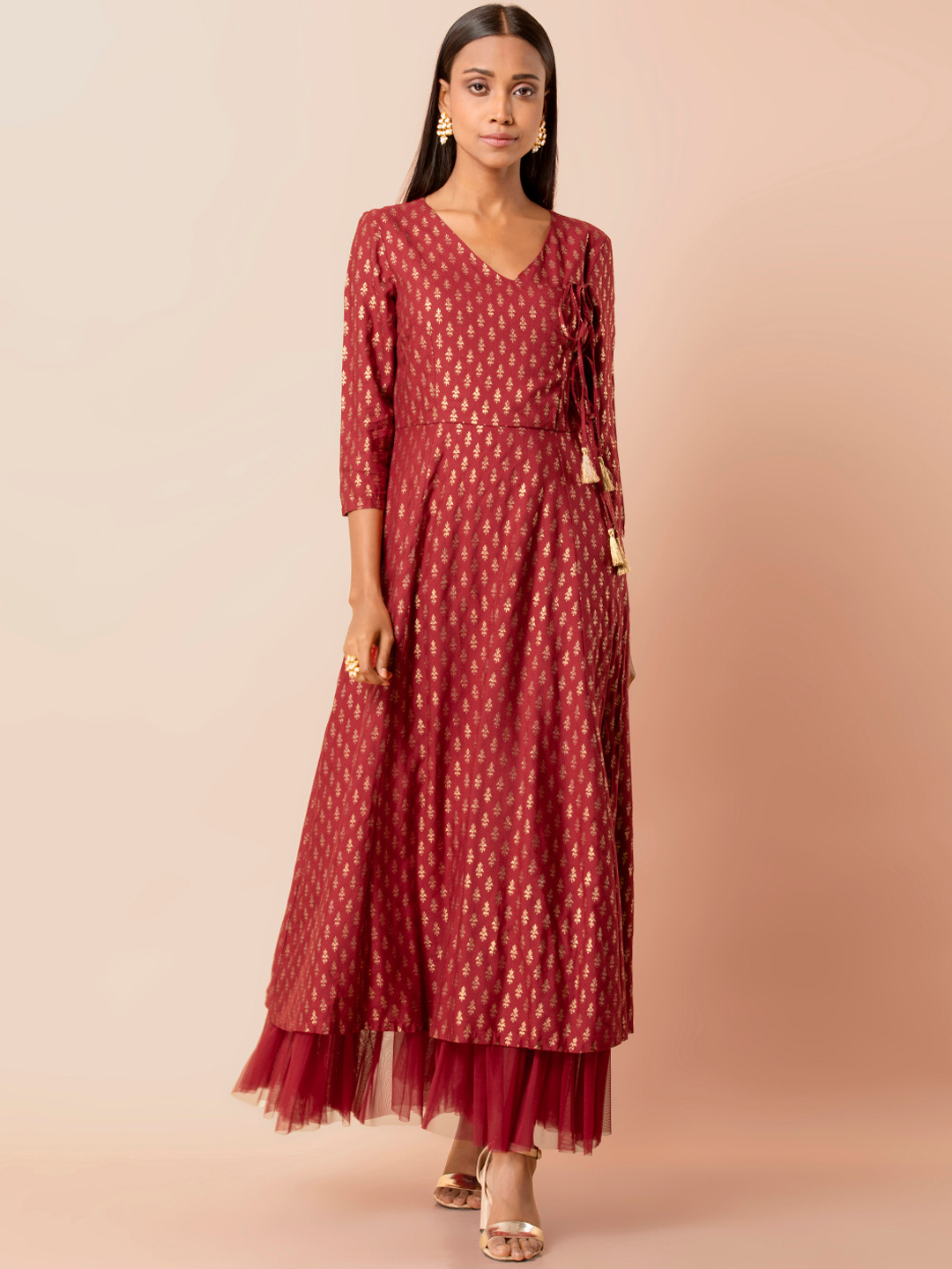 

INDYA Women Maroon Printed Tunic