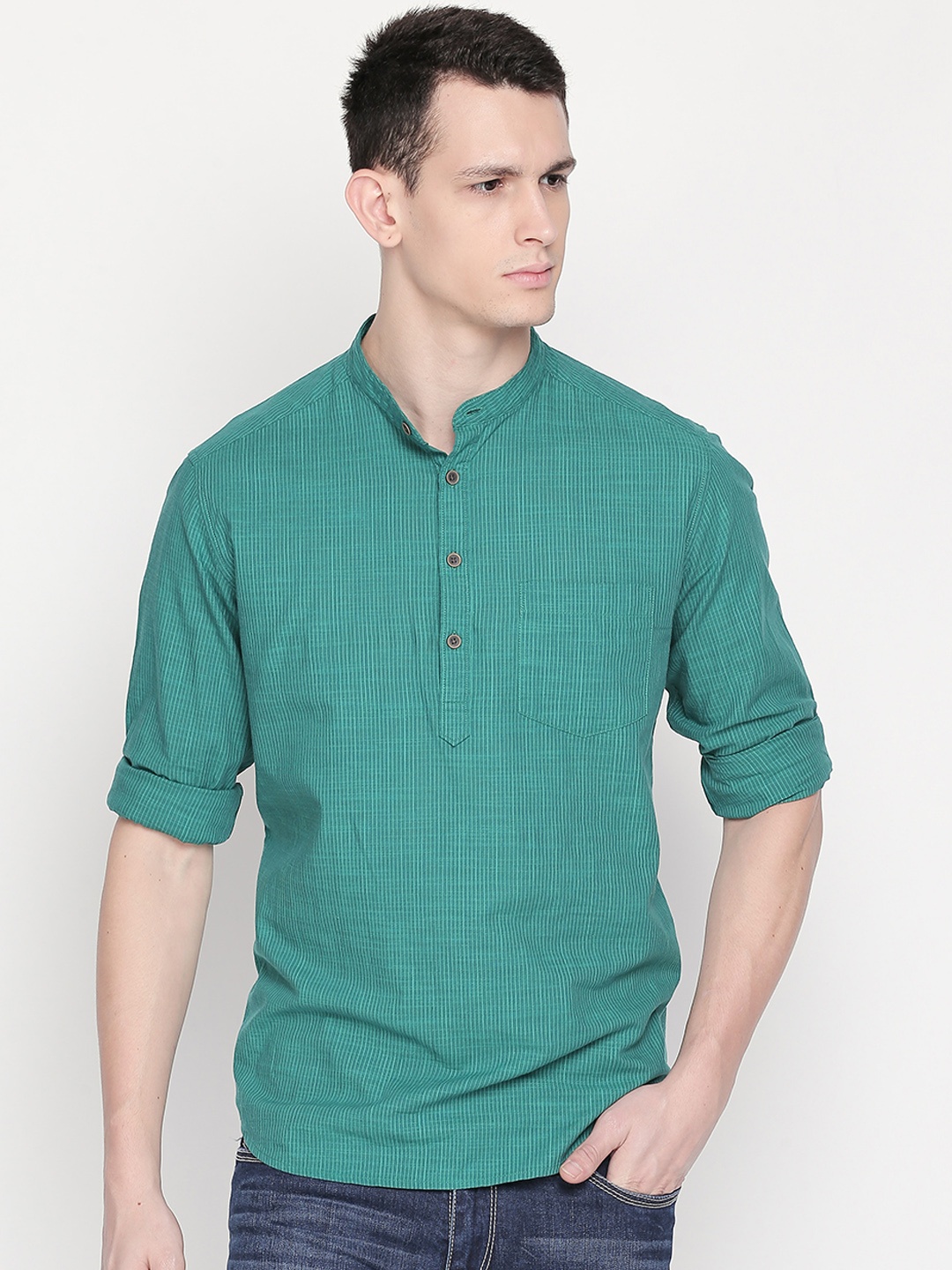 BYFORD by Pantaloons Men Green Slim Fit Striped Casual Shirt
