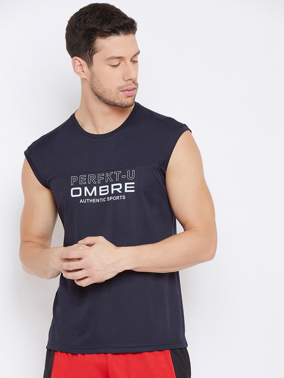 

PERFKT-U Men Navy Blue Printed Round Neck T-shirt