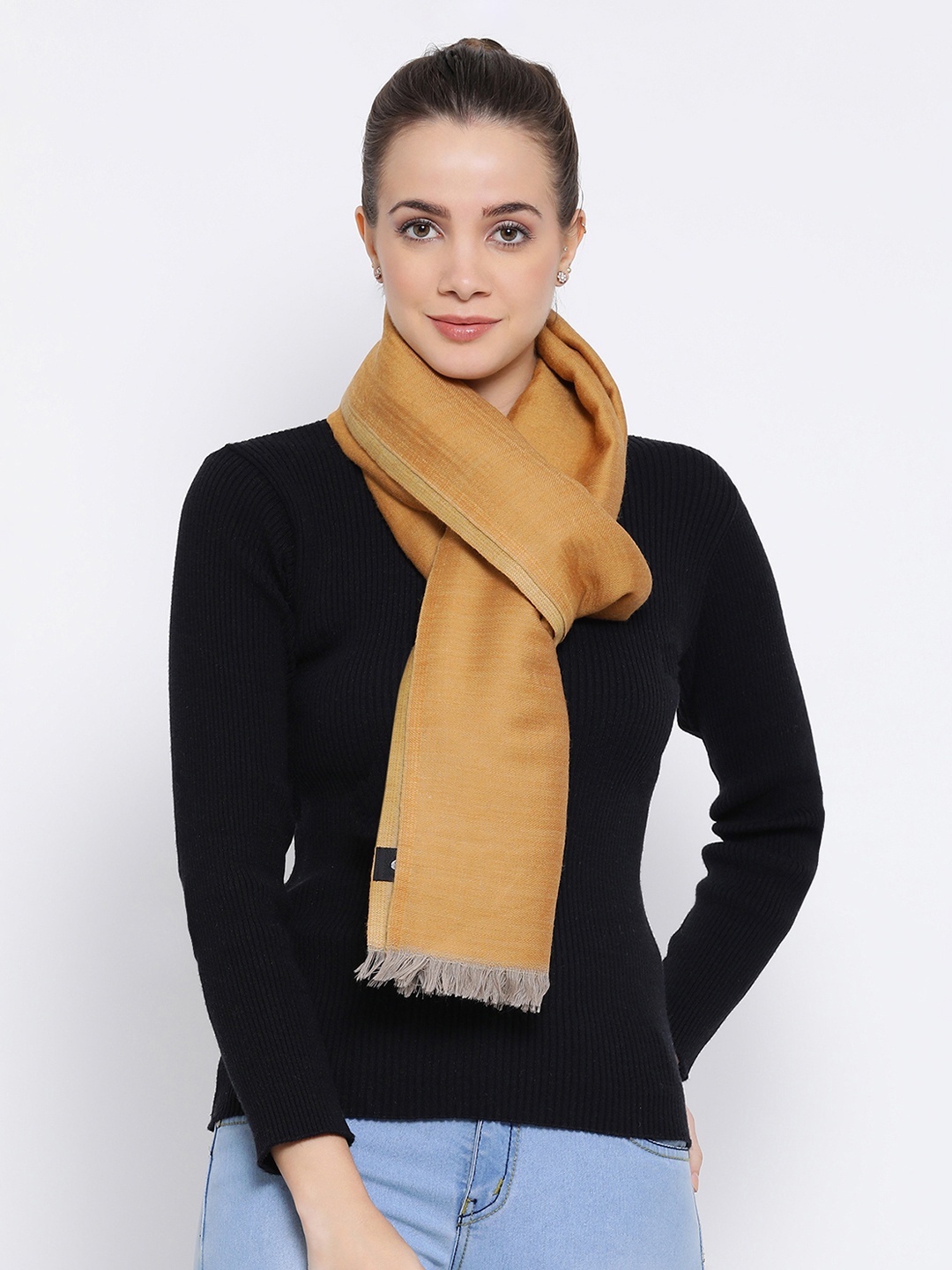 

SHINGORA Women Beige Solid Pure Woolen Sustainable Shawl