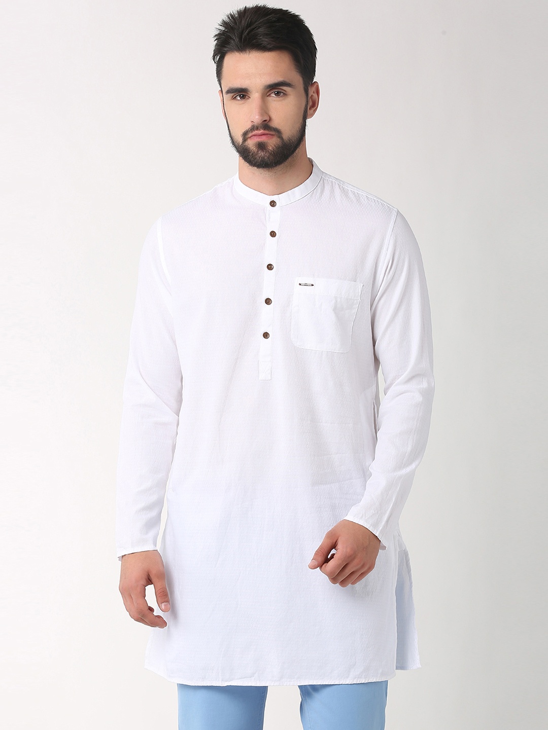 

Peter England Men White Solid Straight Kurta