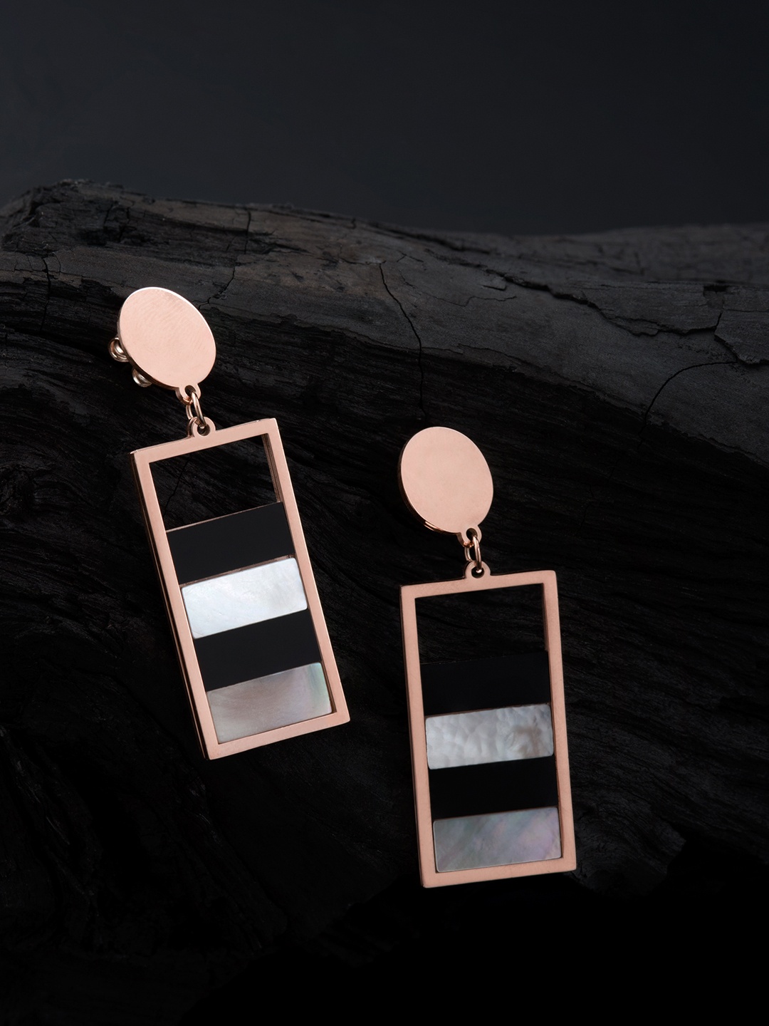 

E2O Silver-Toned Geometric Drop Earrings