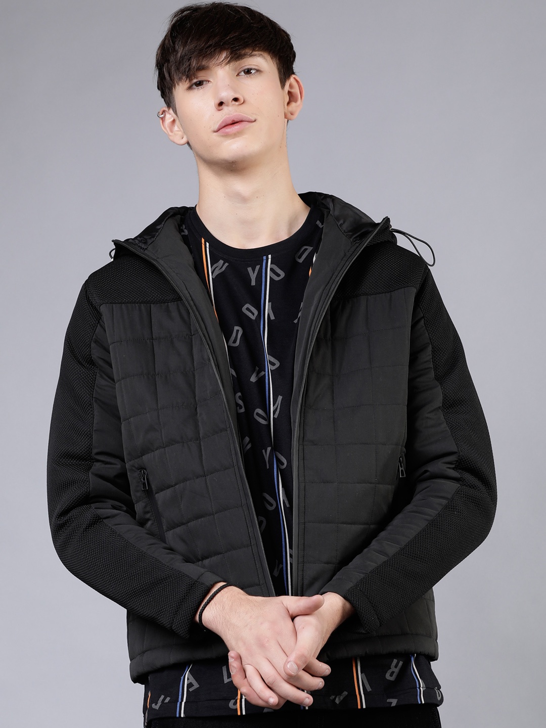 

LOCOMOTIVE Men Black Solid Padded Jacket