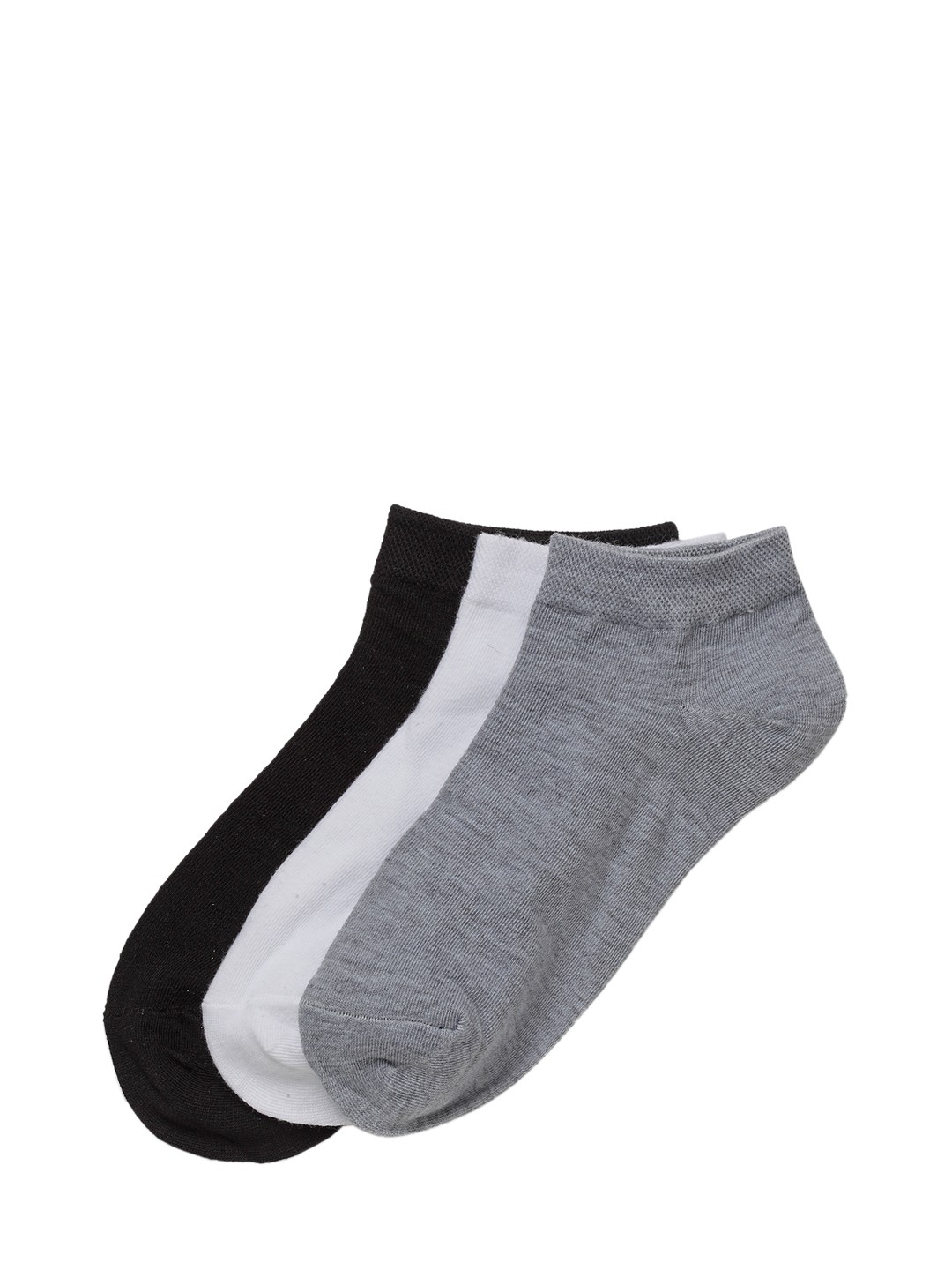 

J Style Women Pack of 3 Solid Ankle-Length Socks, Black