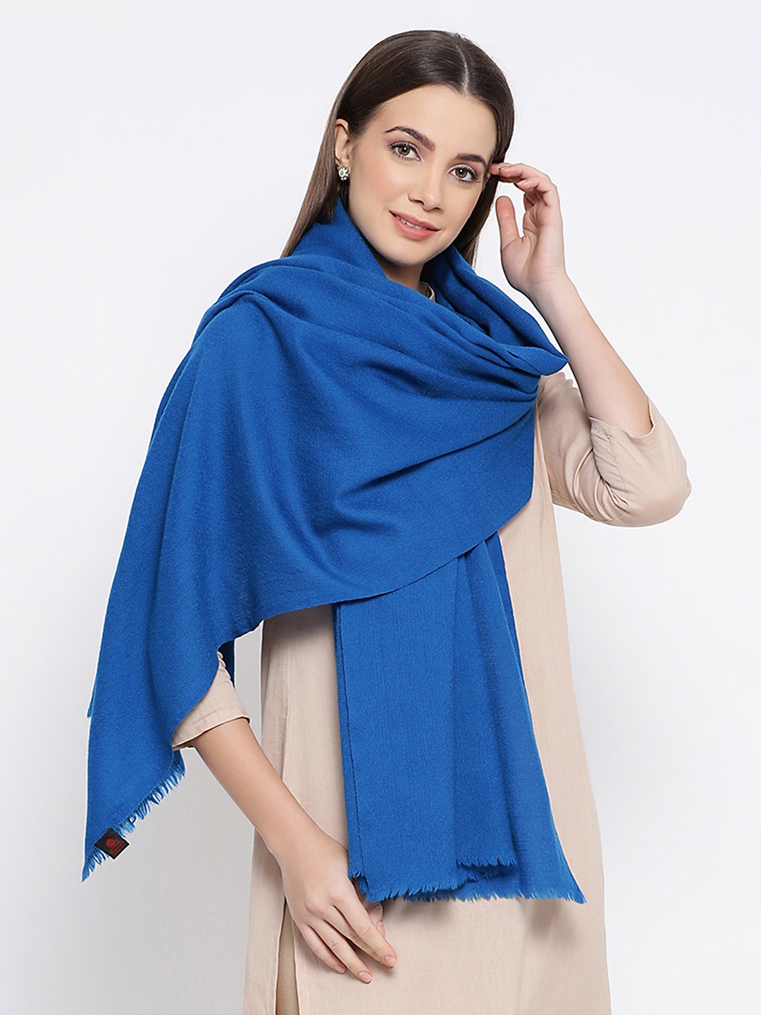 

SHINGORA Women Blue Solid Pure Woolen Shawl