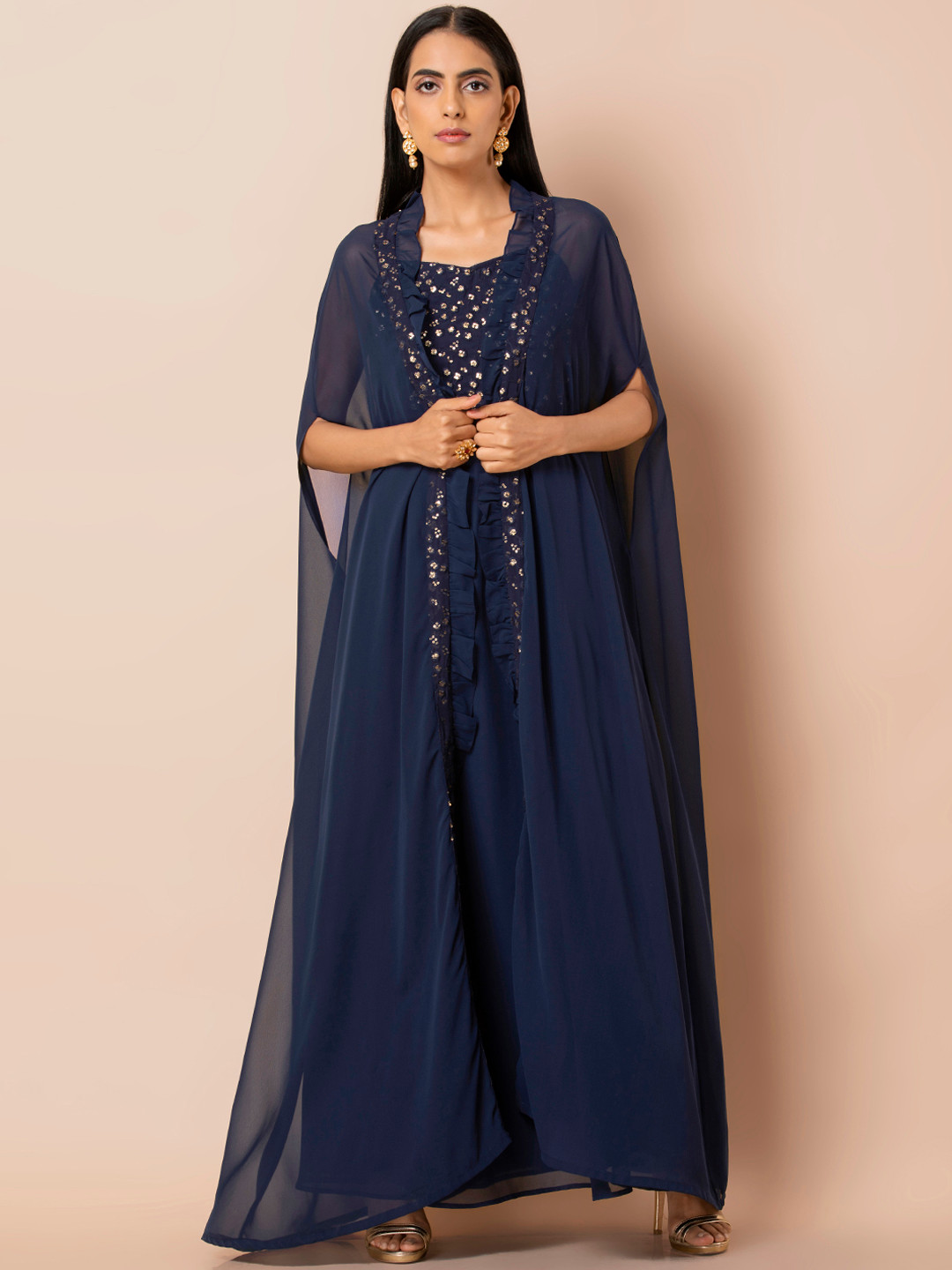 

INDYA Women Blue Solid Tunic
