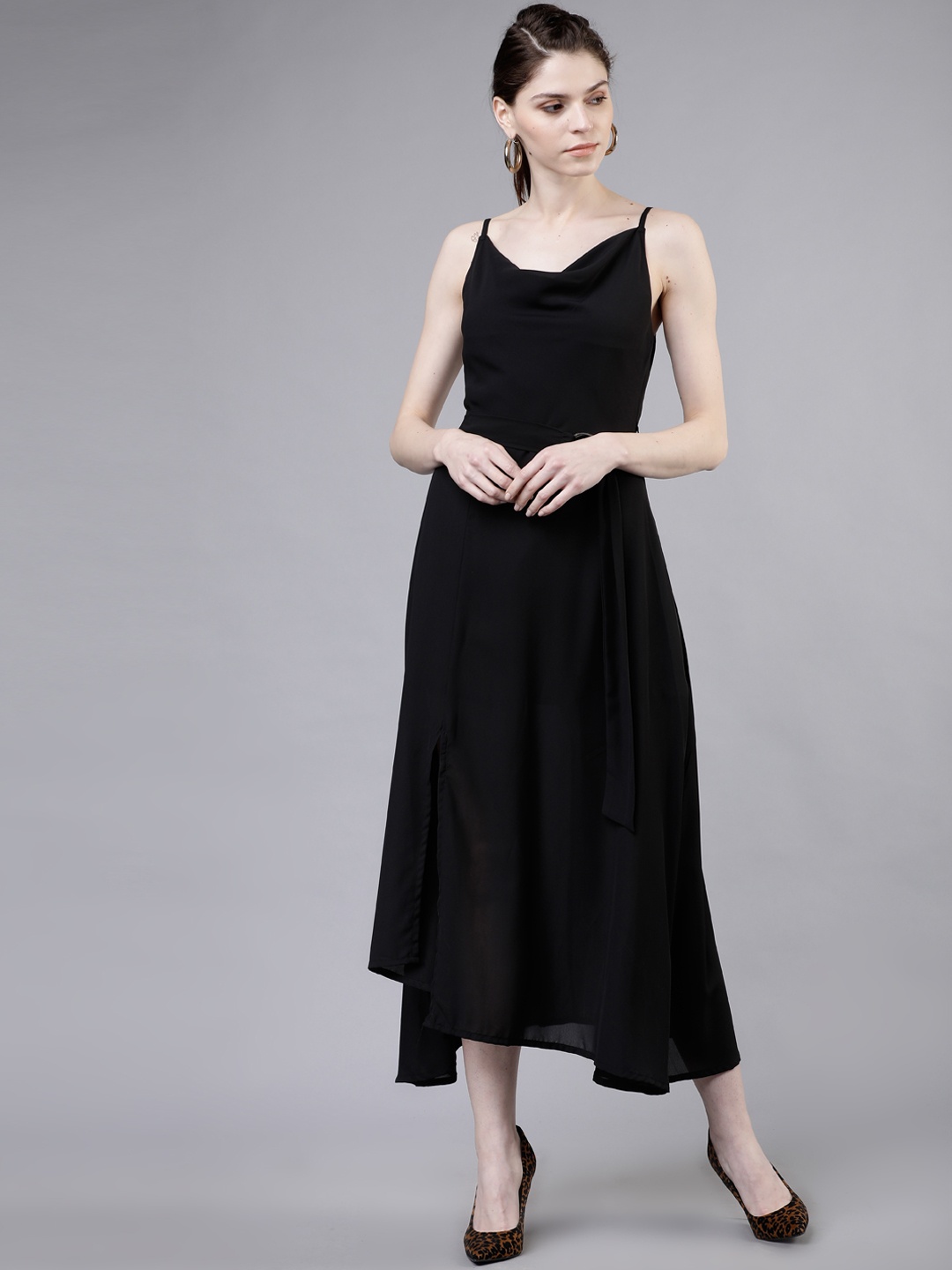 

Tokyo Talkies Women Black Solid A-Line Dress