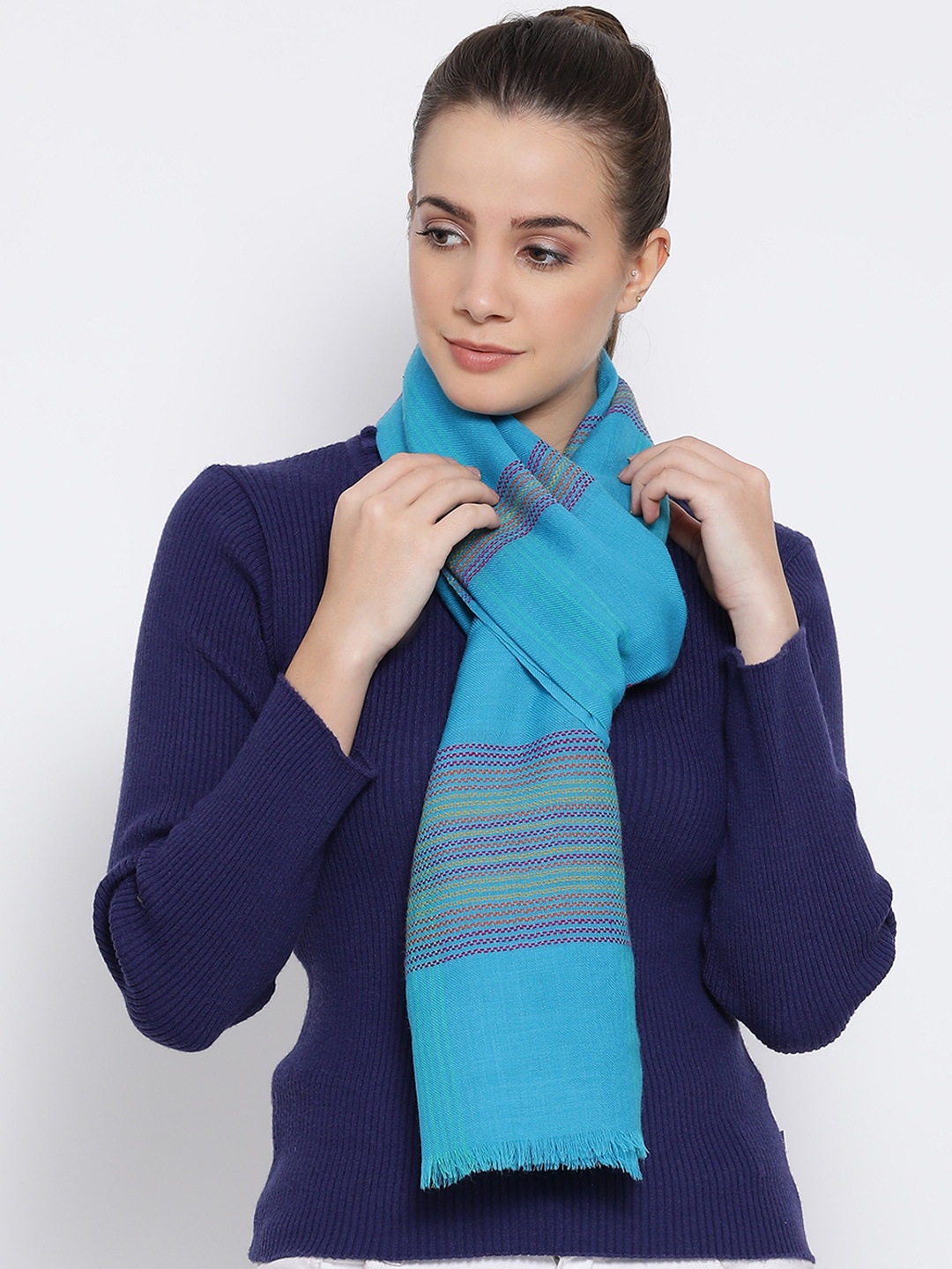 

SHINGORA Women Blue Woven Design Stole