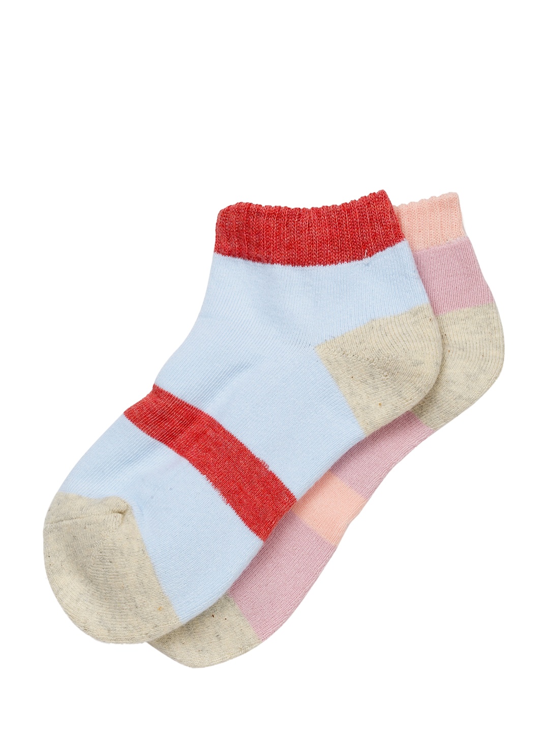 

J Style Women Pack of 2 Colourblocked Ankle-Length Socks, Multi