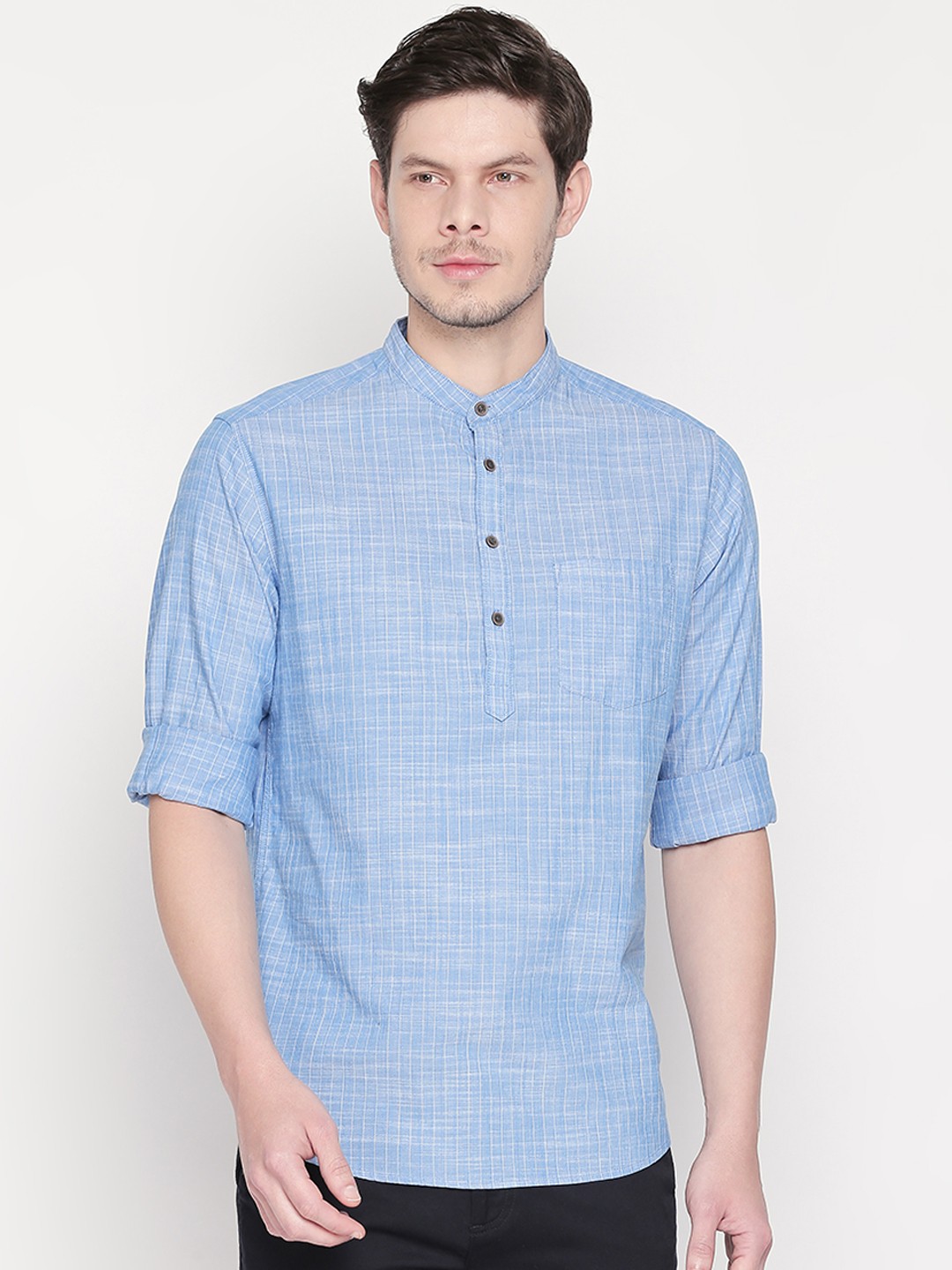 

BYFORD by Pantaloons Men Blue & White Slim Fit Striped Casual Shirt